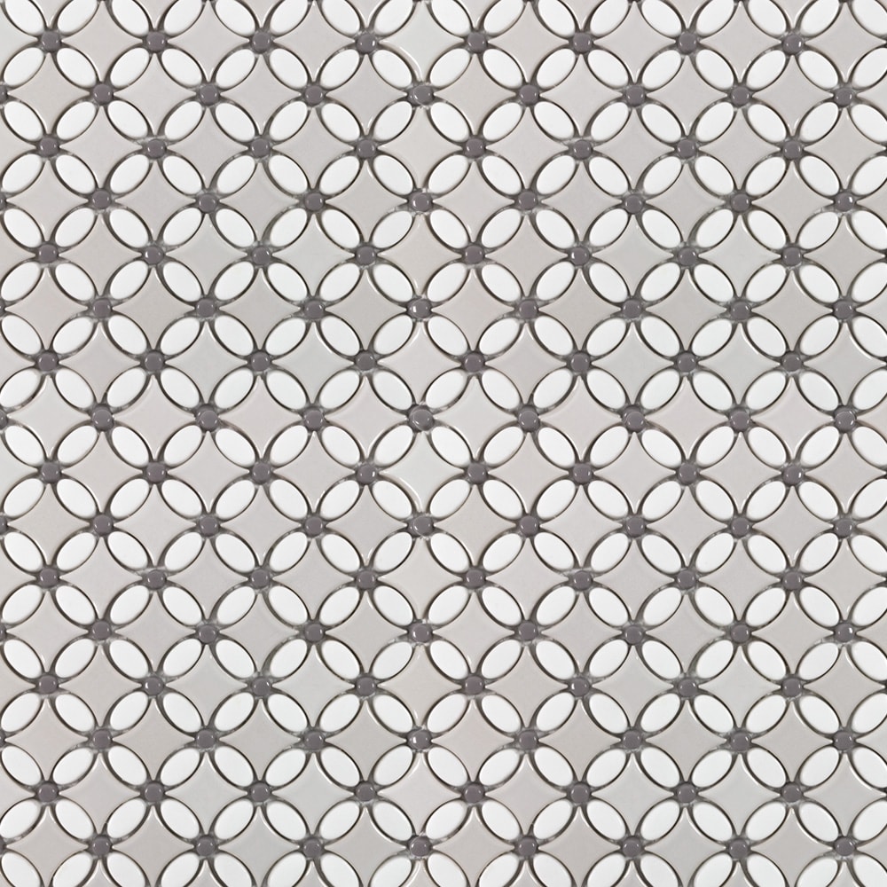 Boutique Ceramic LW20121804 Taupe Trellis Grey 12-in x 12-in Glossy Recycled glass Patterned Mosaic Floor and Wall Tile ( 0.979-sq ft Piece )