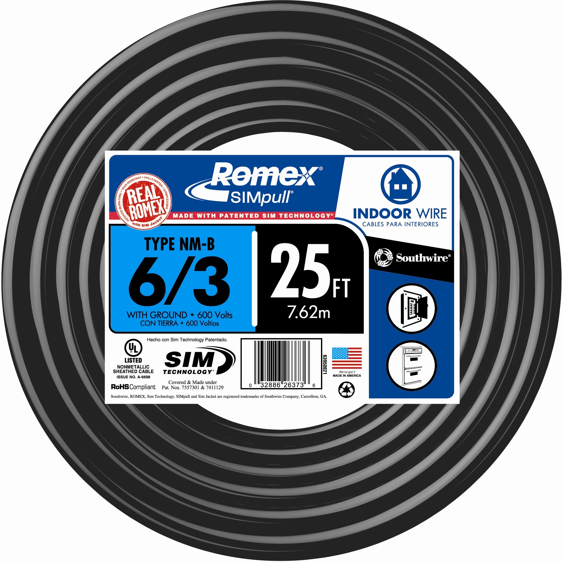 Southwire 10 / 3 Romex SIMpull Solid Indoor Non-Metallic Wire (By