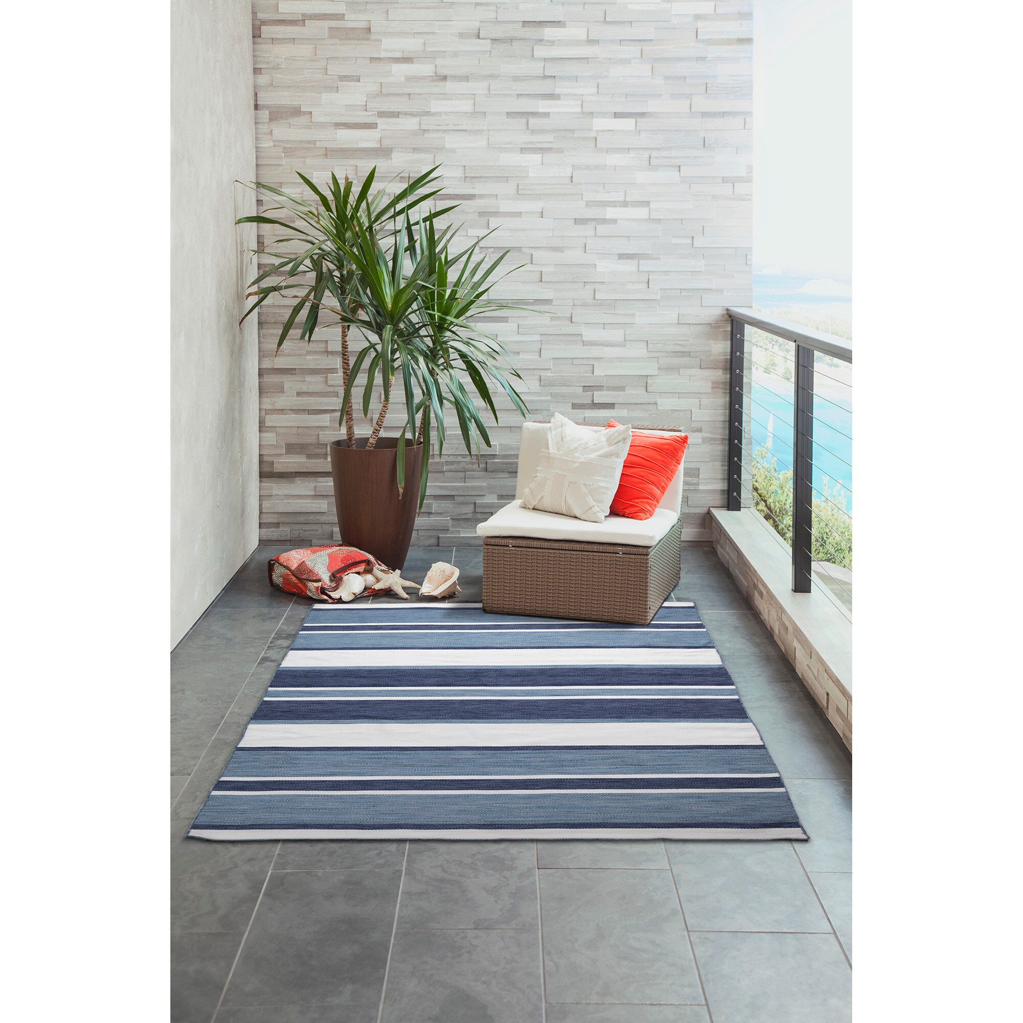 Navy/French Blue Stripe Indoor Outdoor Rug - 2x3 – Simpler Pleasures