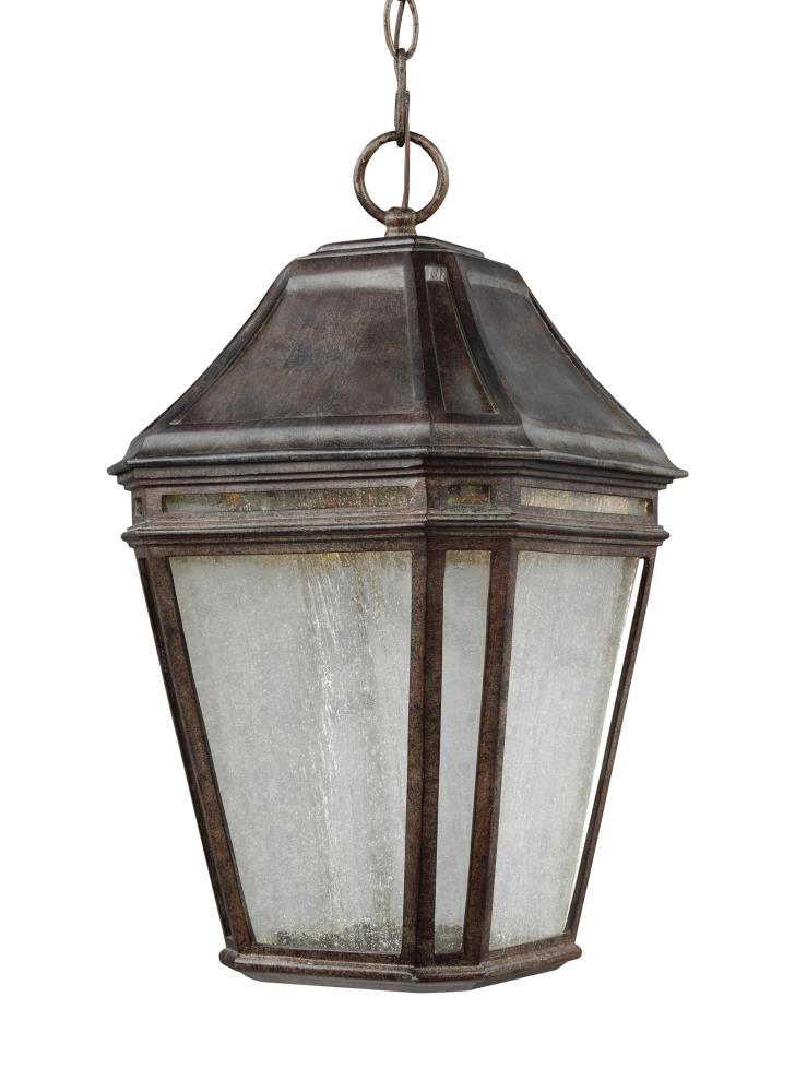 Feiss OL11311WCT-LED Londontowne 2-Light Weathered Chestnut Transitional Crackled Glass Lantern LED Hanging Pendant Light