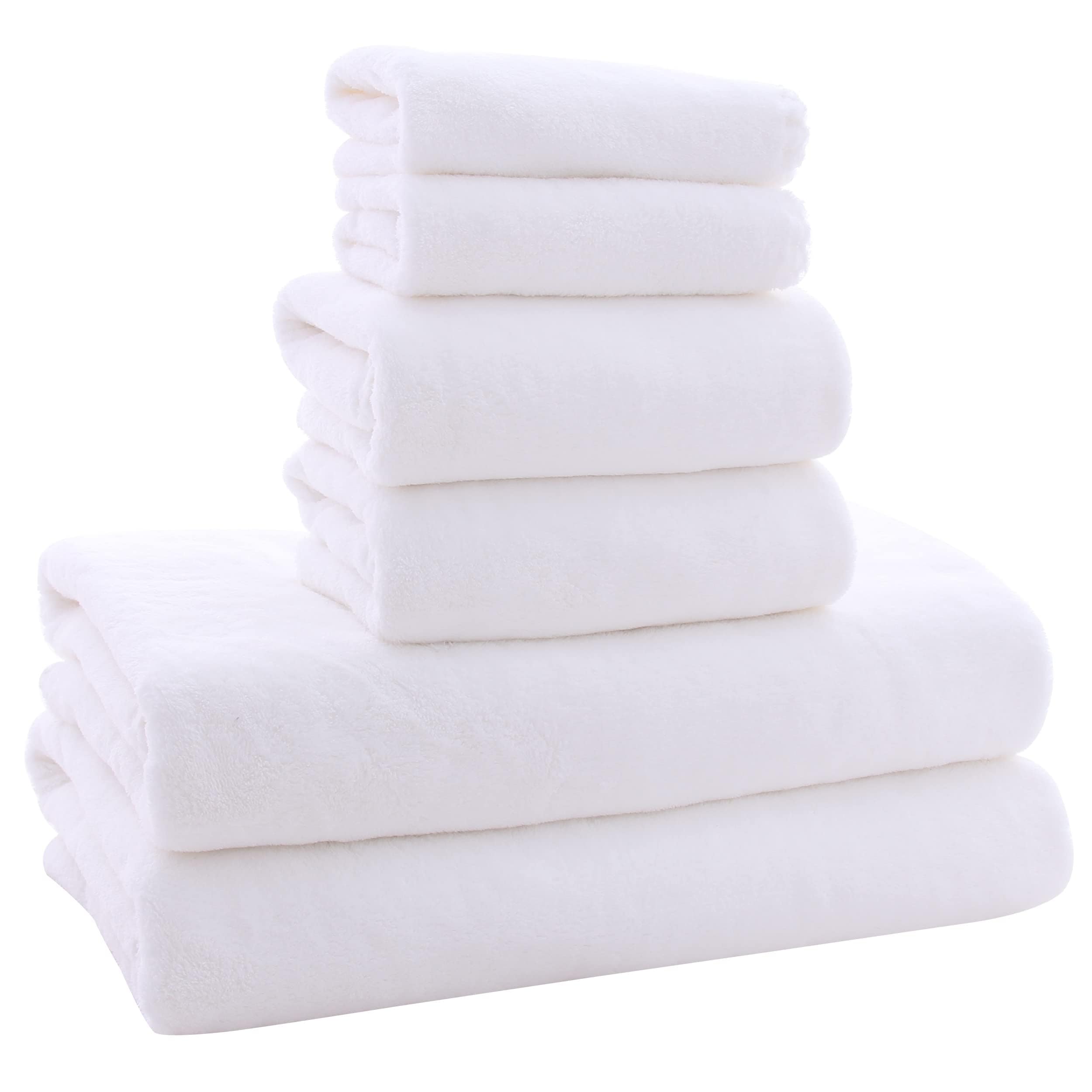 OMOMMD - White Ultra Soft Microfiber Towel Set Quick Drying Highly Absorbent Versatile for Home G...