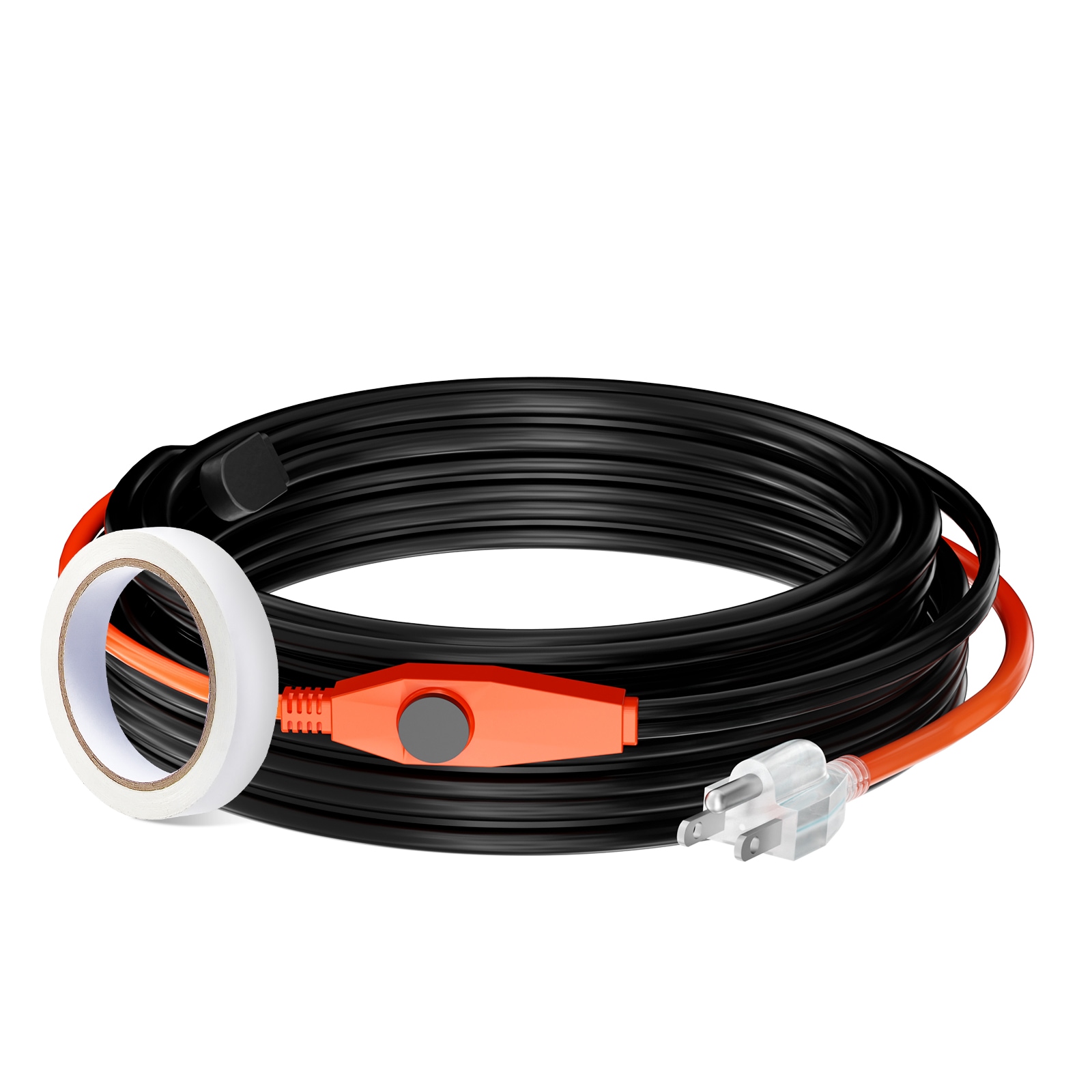 VEVOR SCHGLGWQGDJR05860V1 Pipe Heating Cable  30FT 7W/FT Heat Tape for Pipes with Built in Thermostat  Water Pipe Heat Cable Protects PVC Hose  Metal and Plastic Pipe from Freezing