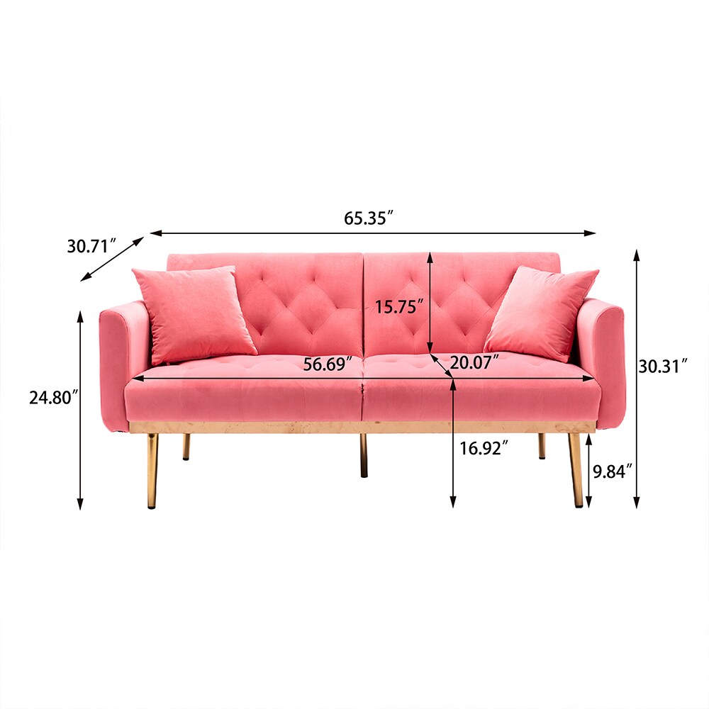 Damerin 30.71-in Modern Peach Velvet Reclining Sofa in the Couches ...