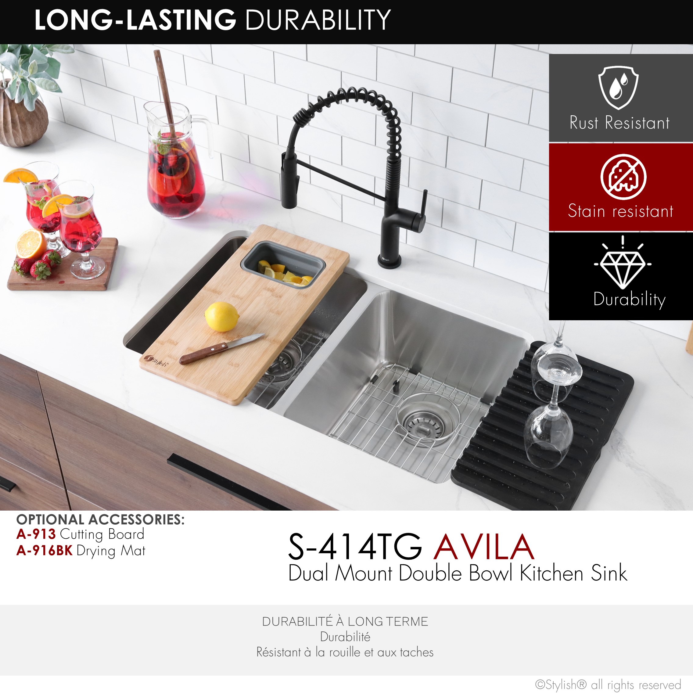Stylish S-414TG1 Kitchen-Sinks - View #10