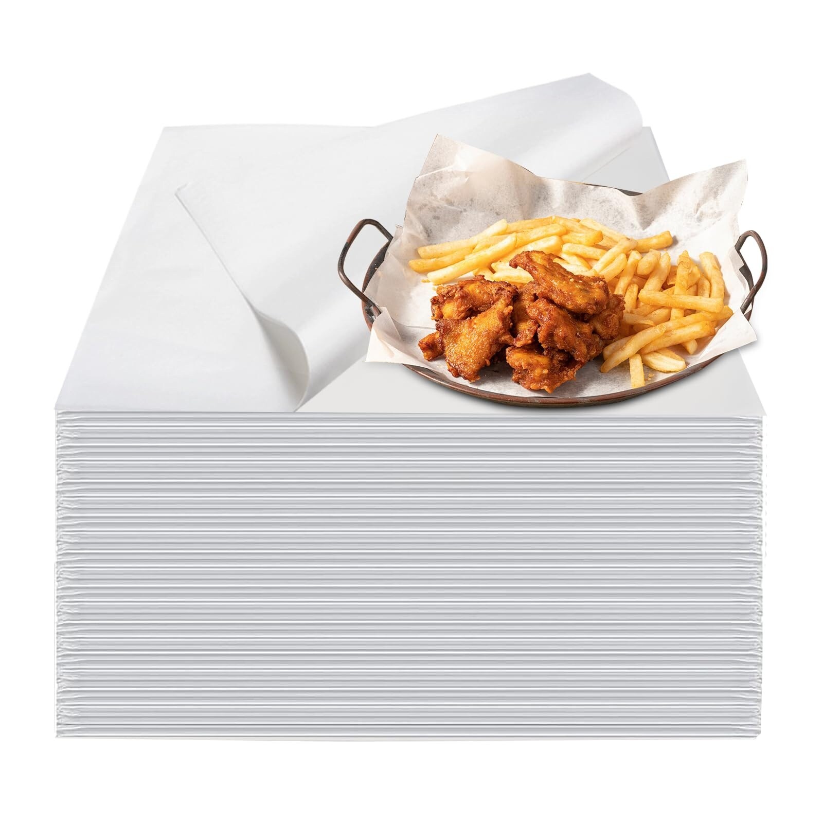 Anqtovp  100pcs Deli Paper Sheets 12x12 Inch Unbleached White Wax Paper Grease Resistant Food Basket Liners Precut Parchment Sheets for Baking