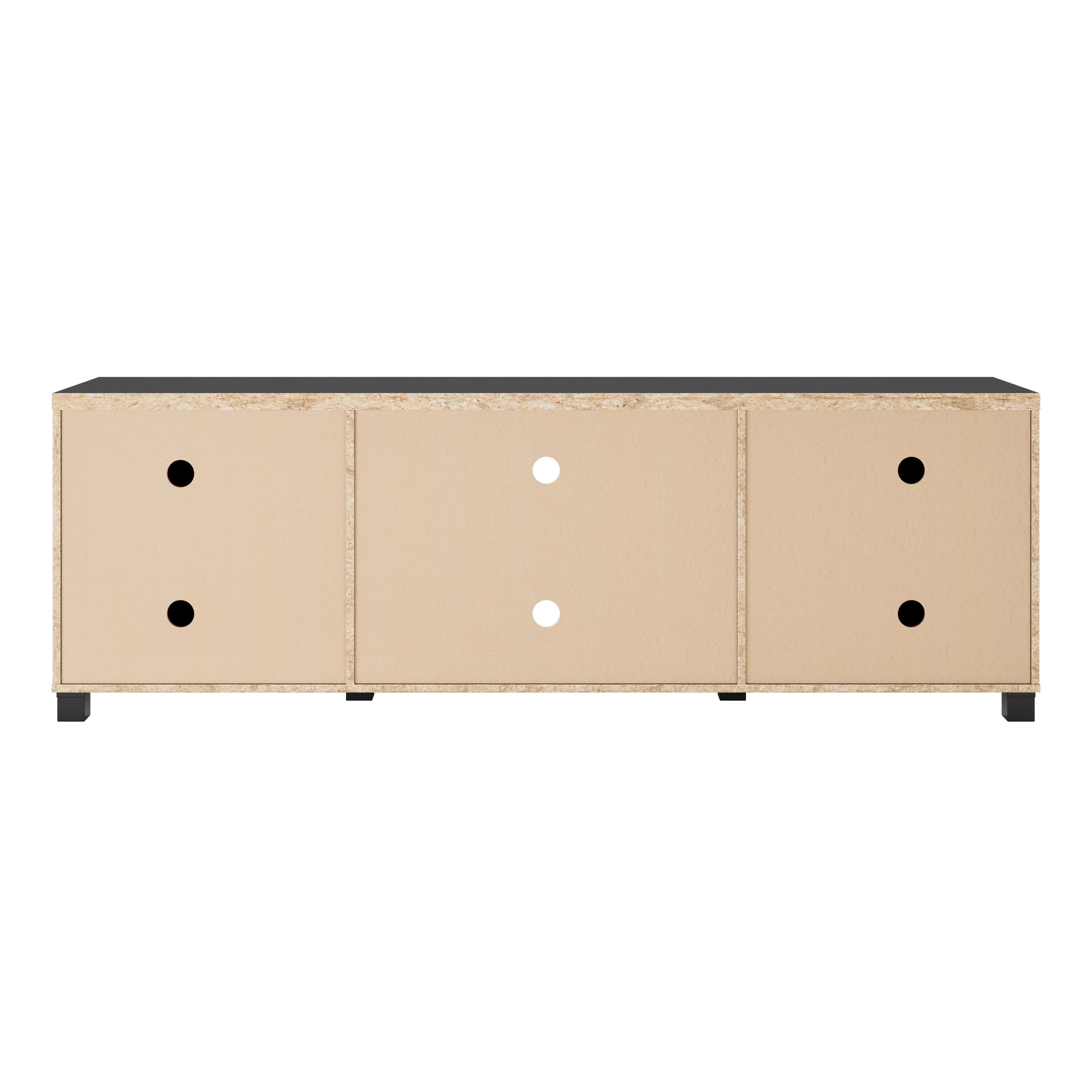 Virlomi 71" Black Engineered Wood TV Stand with Cabinet Storage