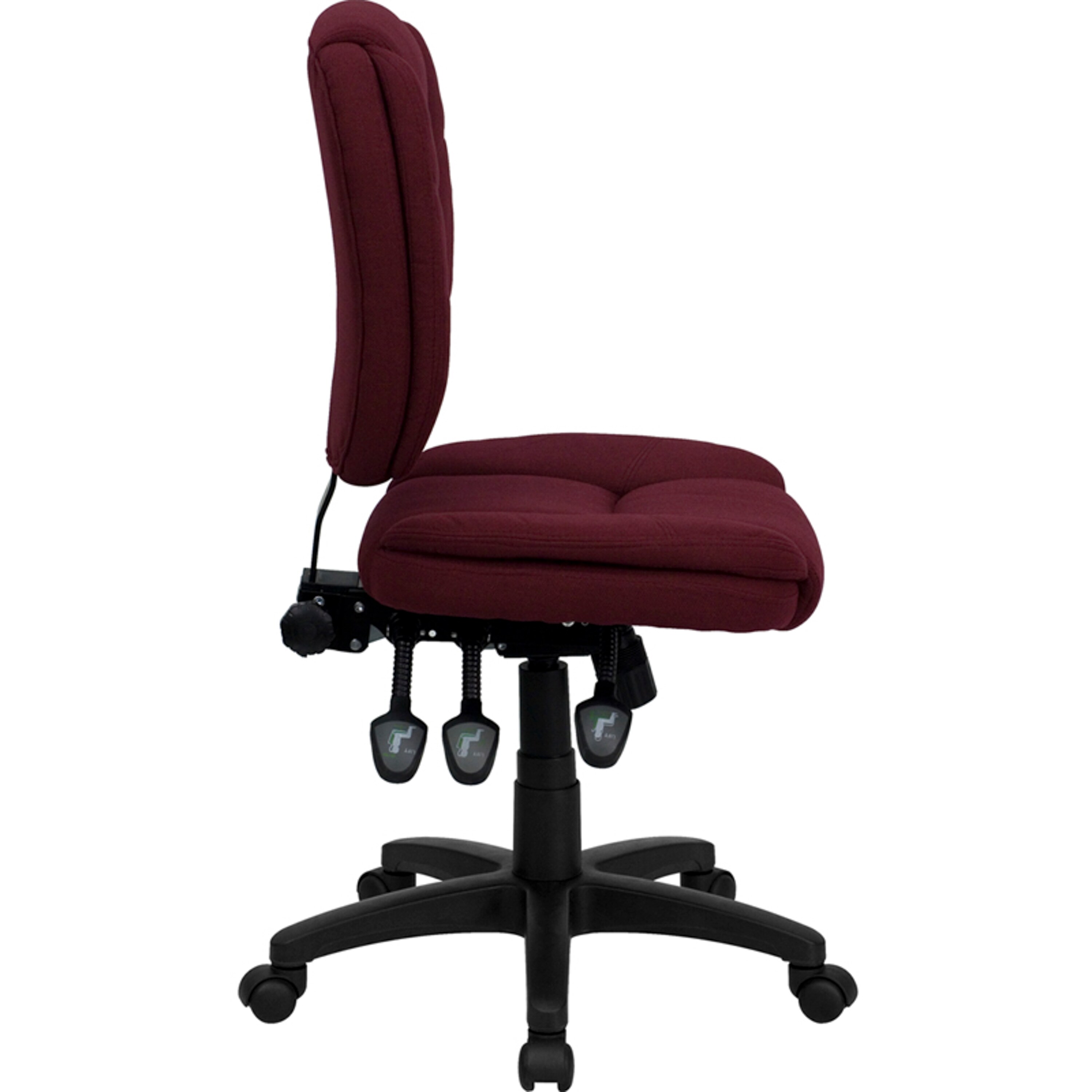 Ergonomic Mid-Back Task Chair with Pillow Top in Burgundy Fabric
