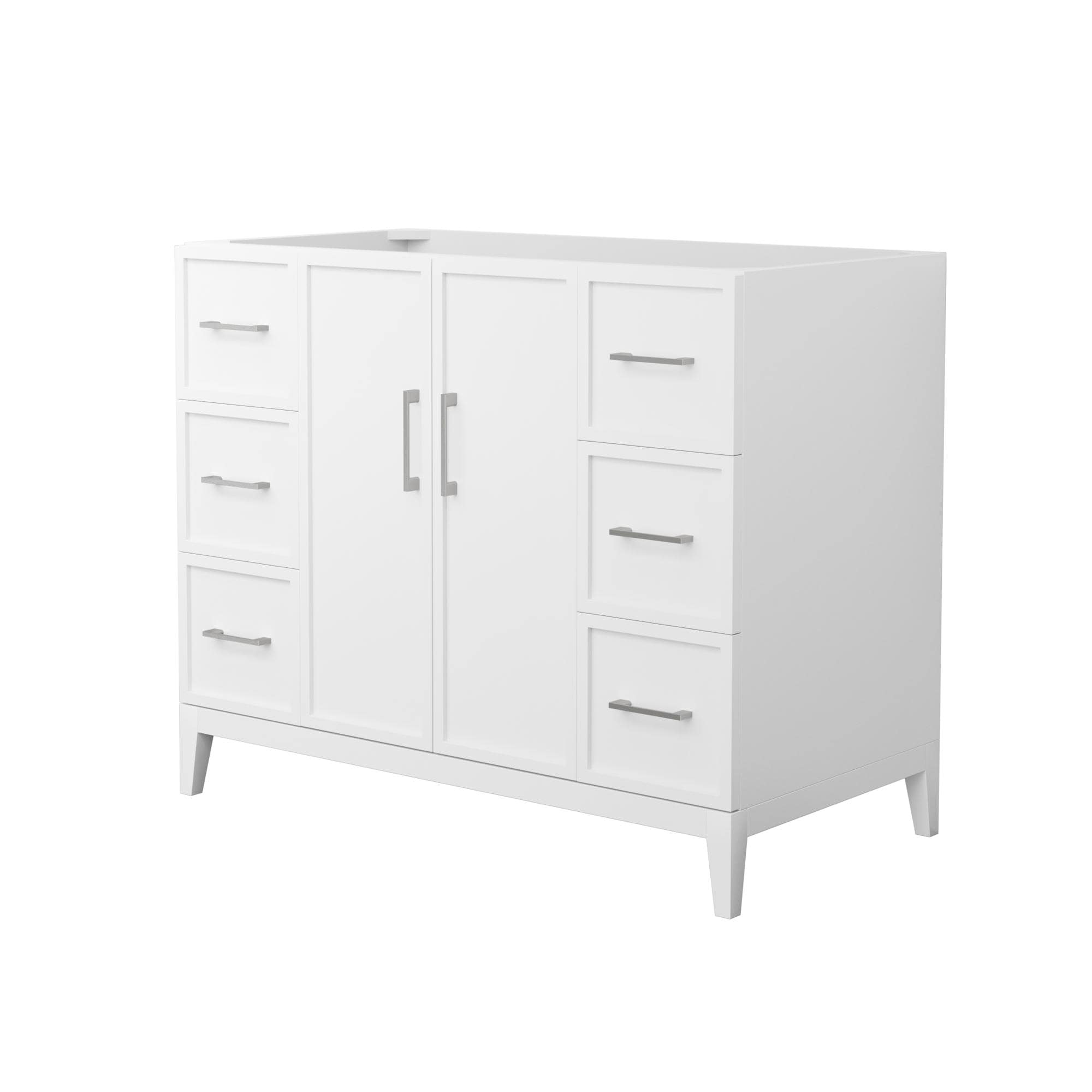 Wyndham Collection - Elan 42-in White with Brushed Nickel Trim Bathroom Vanity Base Cabinet witho...