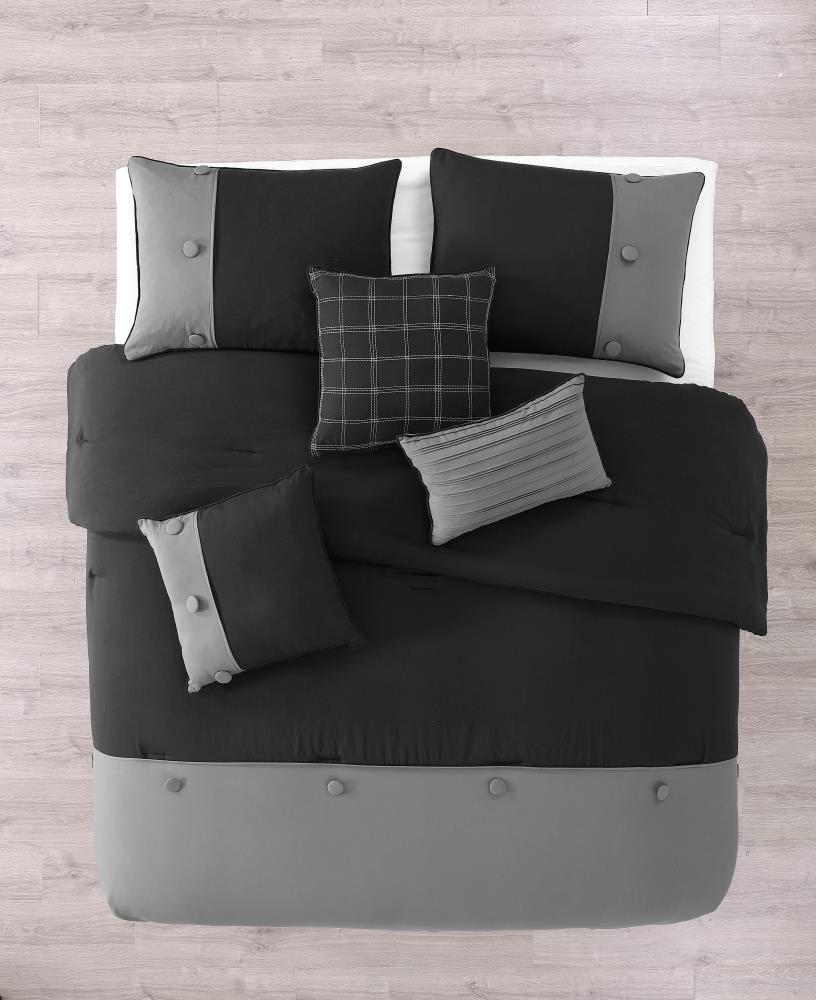 Details about   Montage Home Davina 6pc Gray Enzyme Washed Comforter Set with 3 Decorative Pillo 