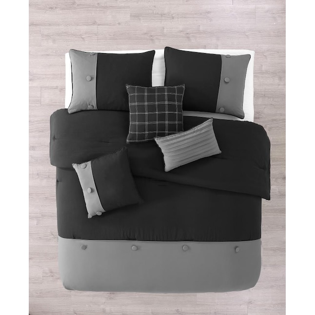 Black Grey Twin Comforter Set, Grey Twin Bed Bedding