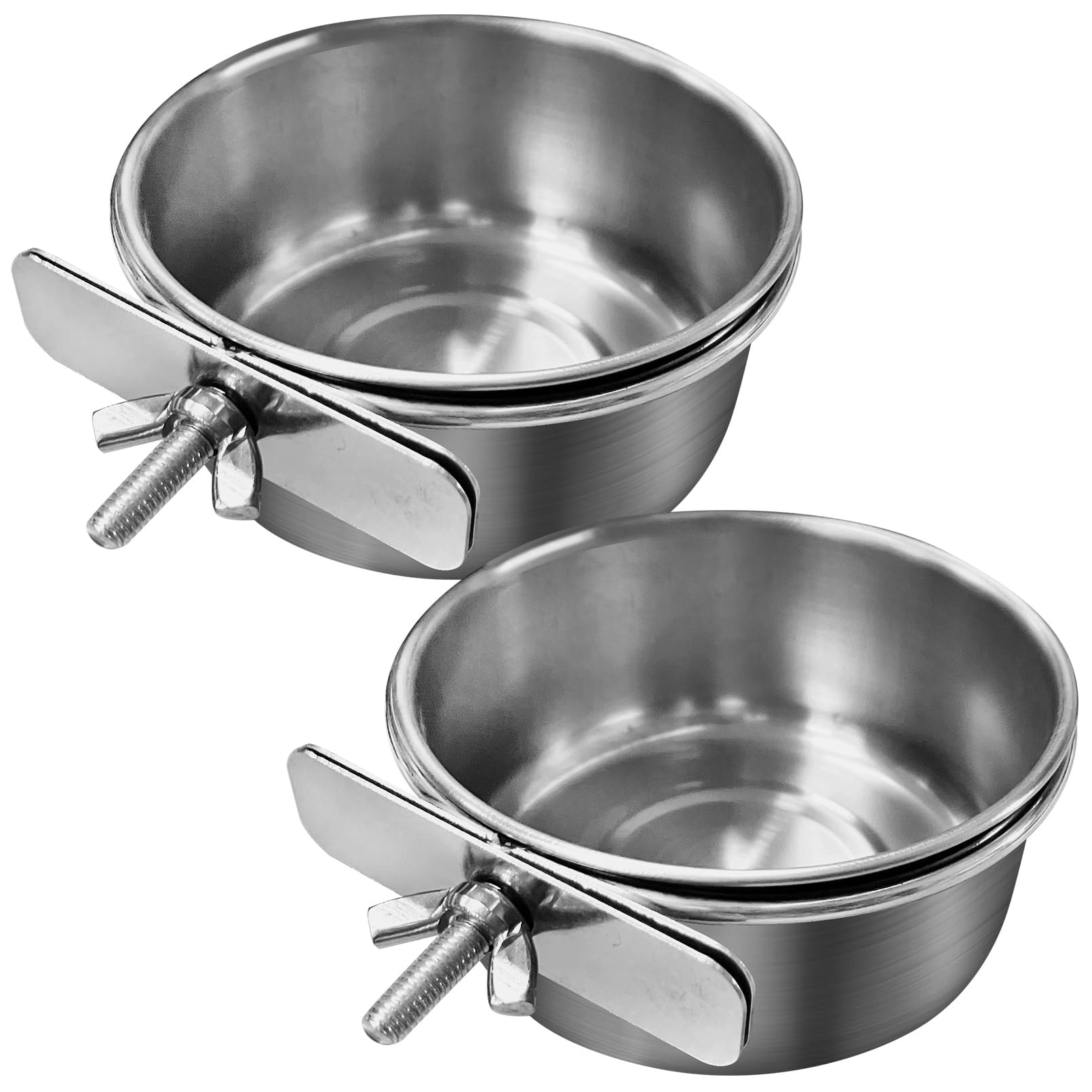 ITOPFOX -  Bird Feeding Dish Cups 4 Pack Stainless Steel Food and Water Bowl with Clamp Holder fo...