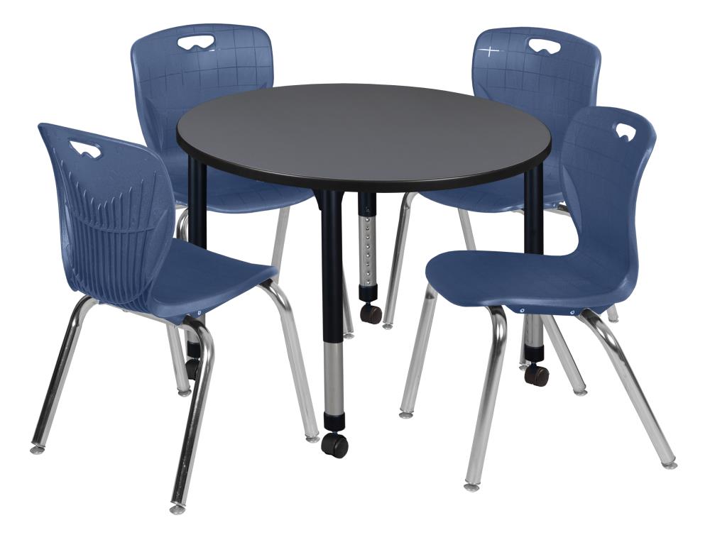 Regency TB42RNDGYAPCBK40NV Classroom Tables Gray 4-Person Training Table (42-in W x 34-in H)
