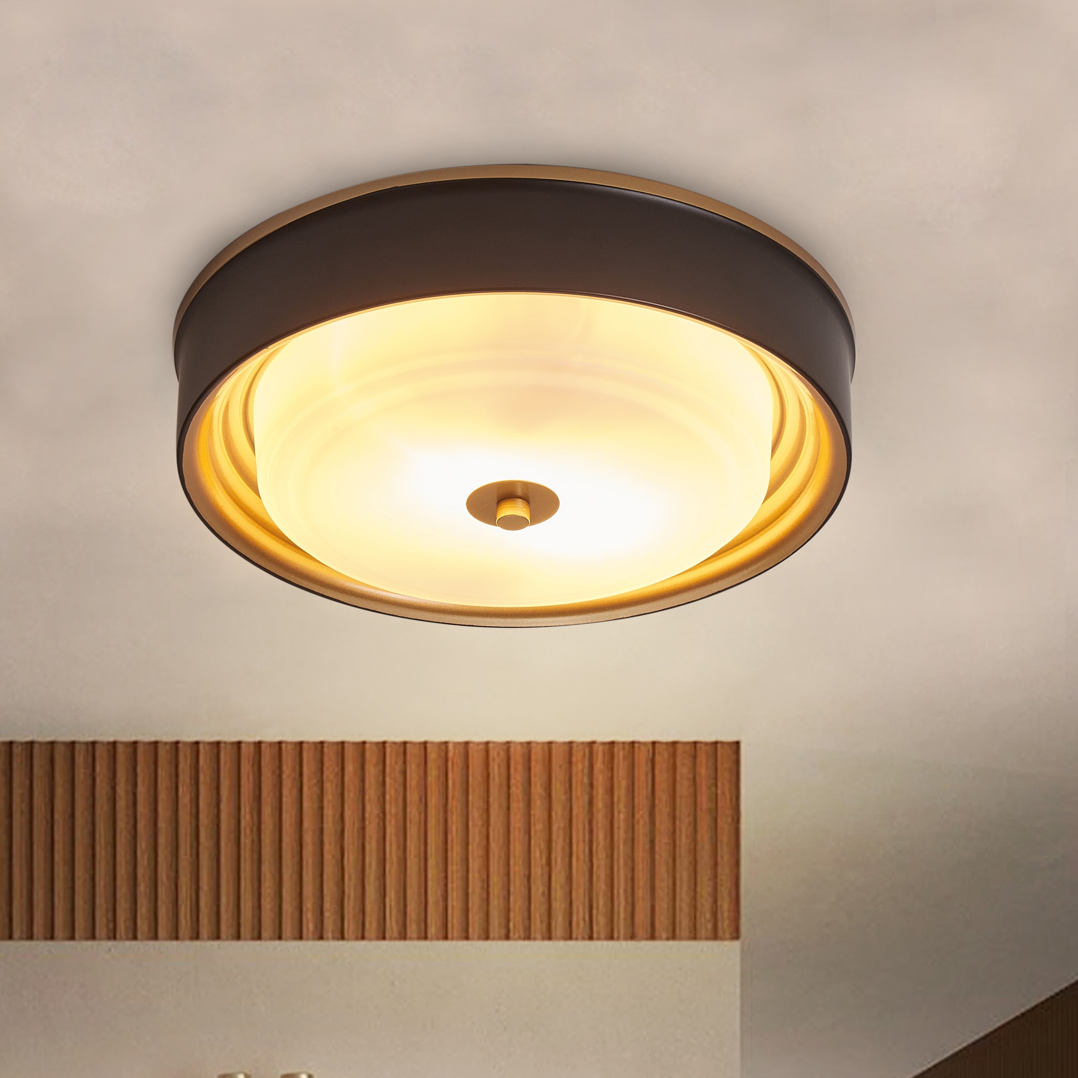 Aiwen NW-CL22039S 1 -Light 13.18-in Black Flush Mount Light ENERGY STAR Certified
