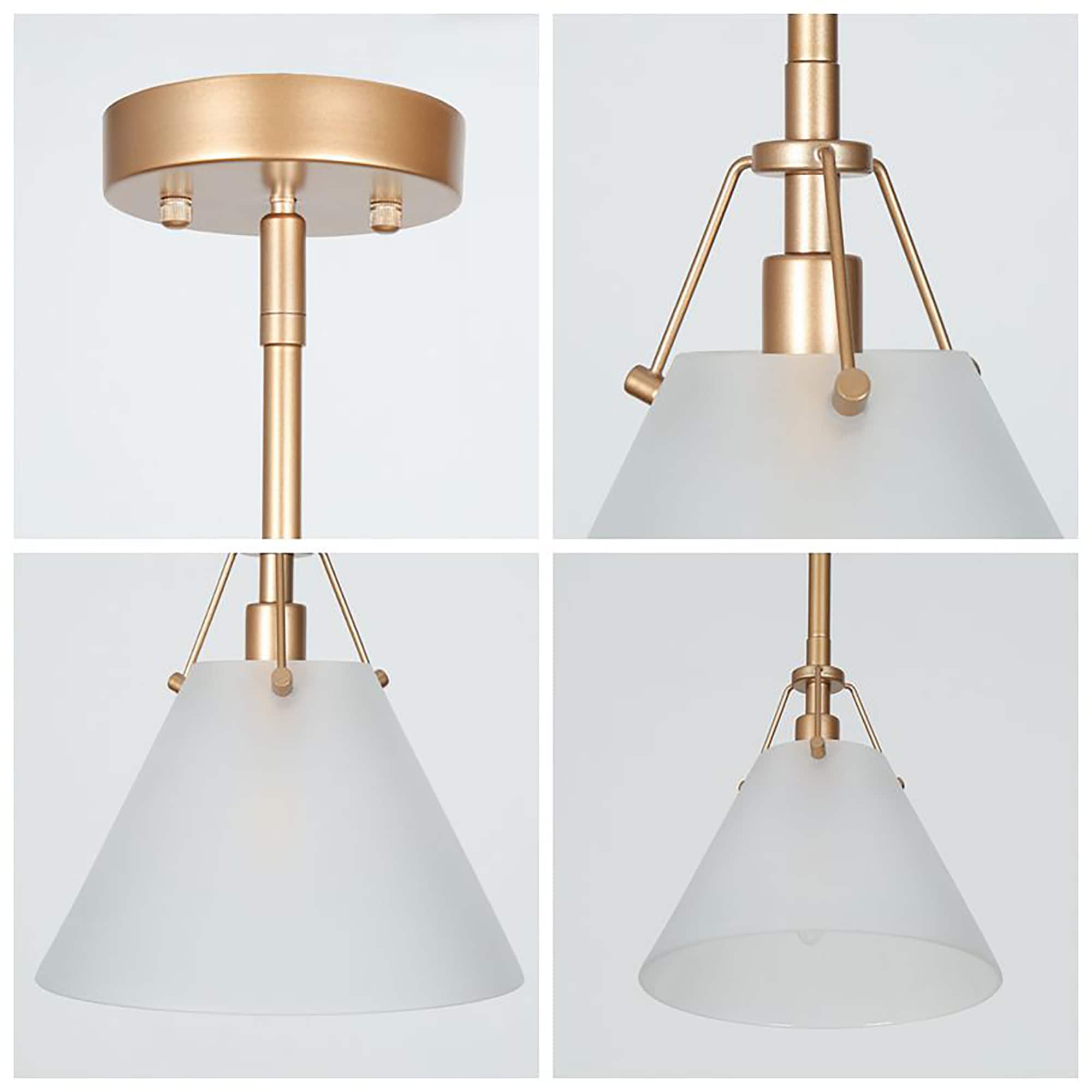 Mini Nautical Brass & Frosted Glass Ceiling Lantern