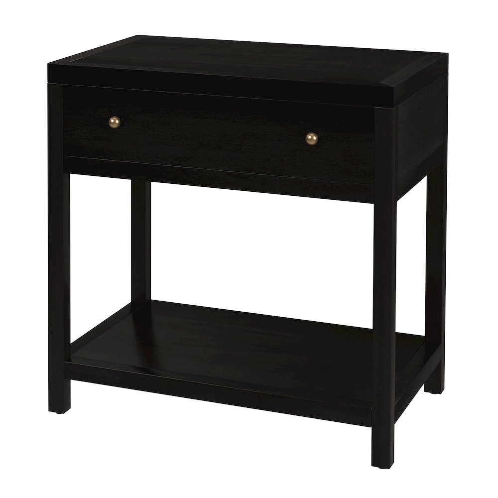 Butler Specialty 5943451 30 in  W Rectangular Wood 1 Drawer Wide Nightstand with Lower Open Shelf Coffee