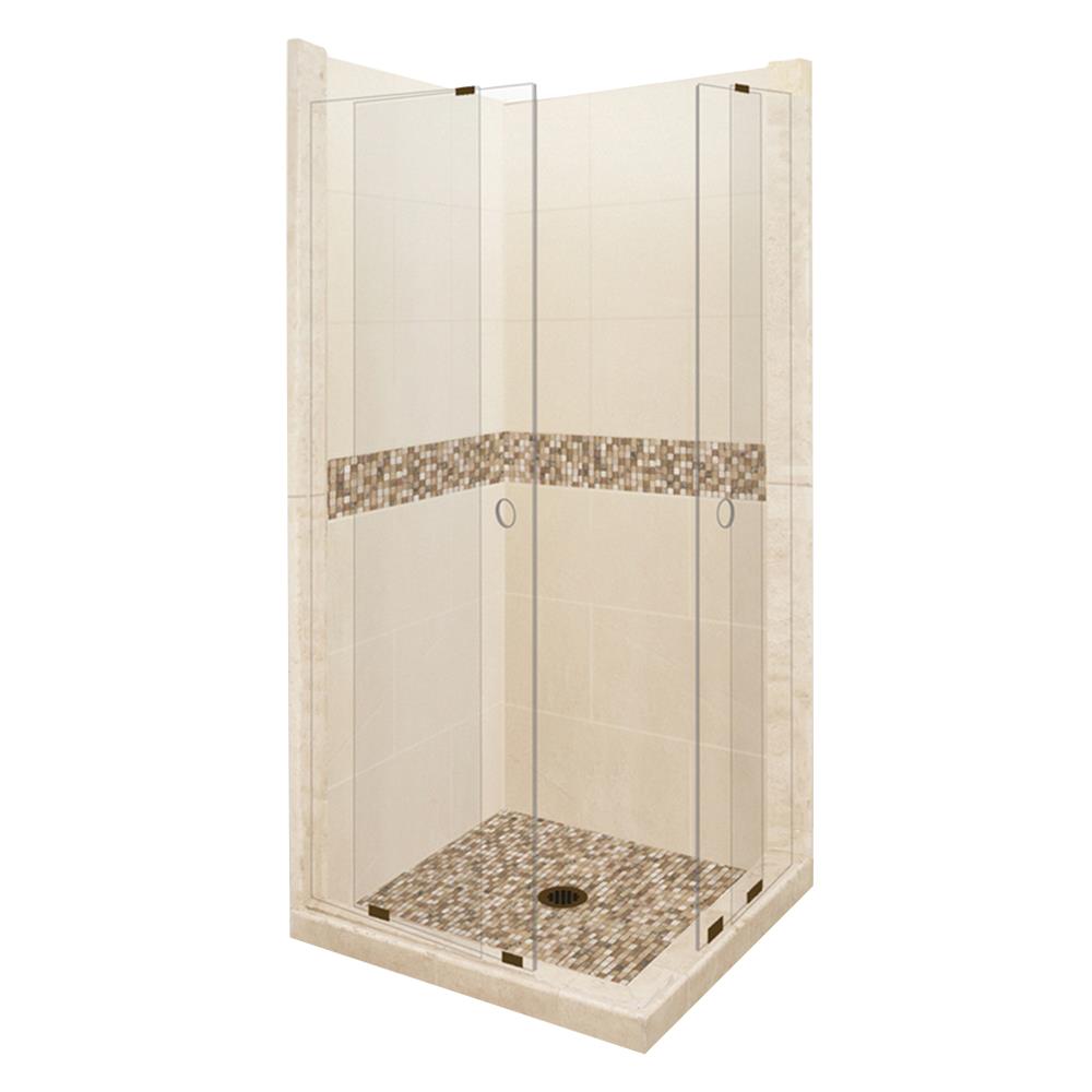 Classic Brown Sugar 60 Alcove Stone Shower Enclosure Kit