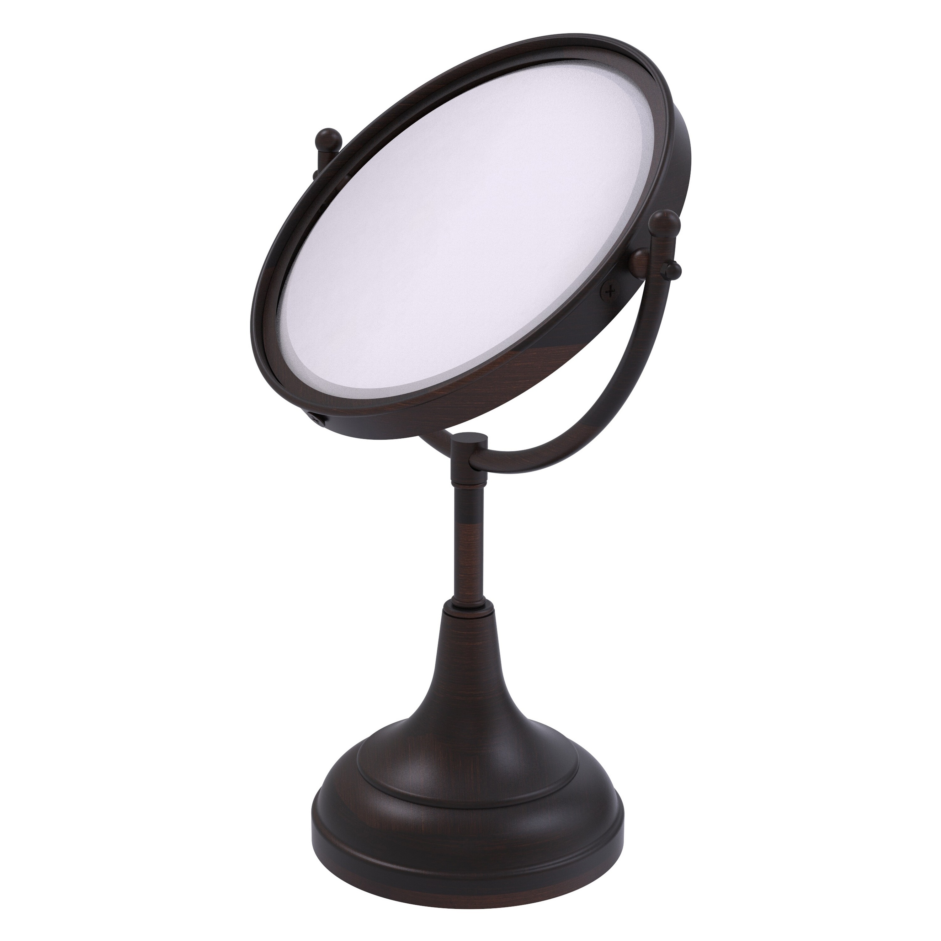 Allied Brass DM-2/4X-VB 8-in x 15-in Distressed White Double-sided 5X Magnifying Countertop Vanity Mirror