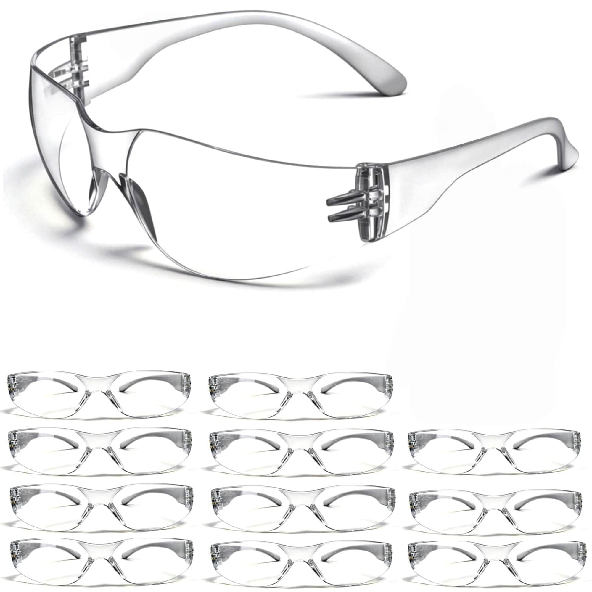 Numhew 12 Pack ANSI Z87.1 Safety Glasses UV400 Polycarbonate Clear Lens