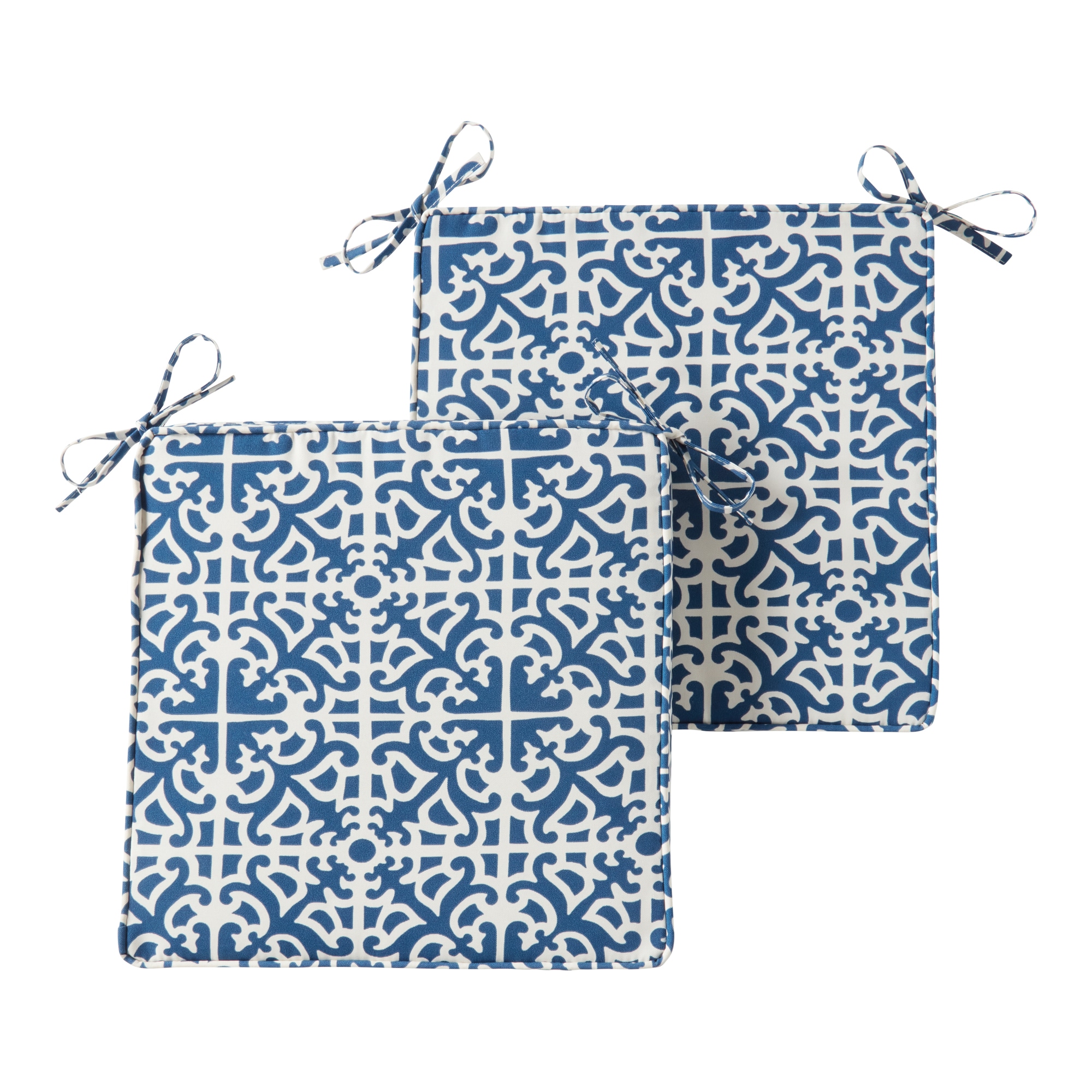 Greendale Home Fashions OP1100S2-INDIGO Square Outdoor 18-in x 18-in 2 -Piece Indigo Patio chair cushion