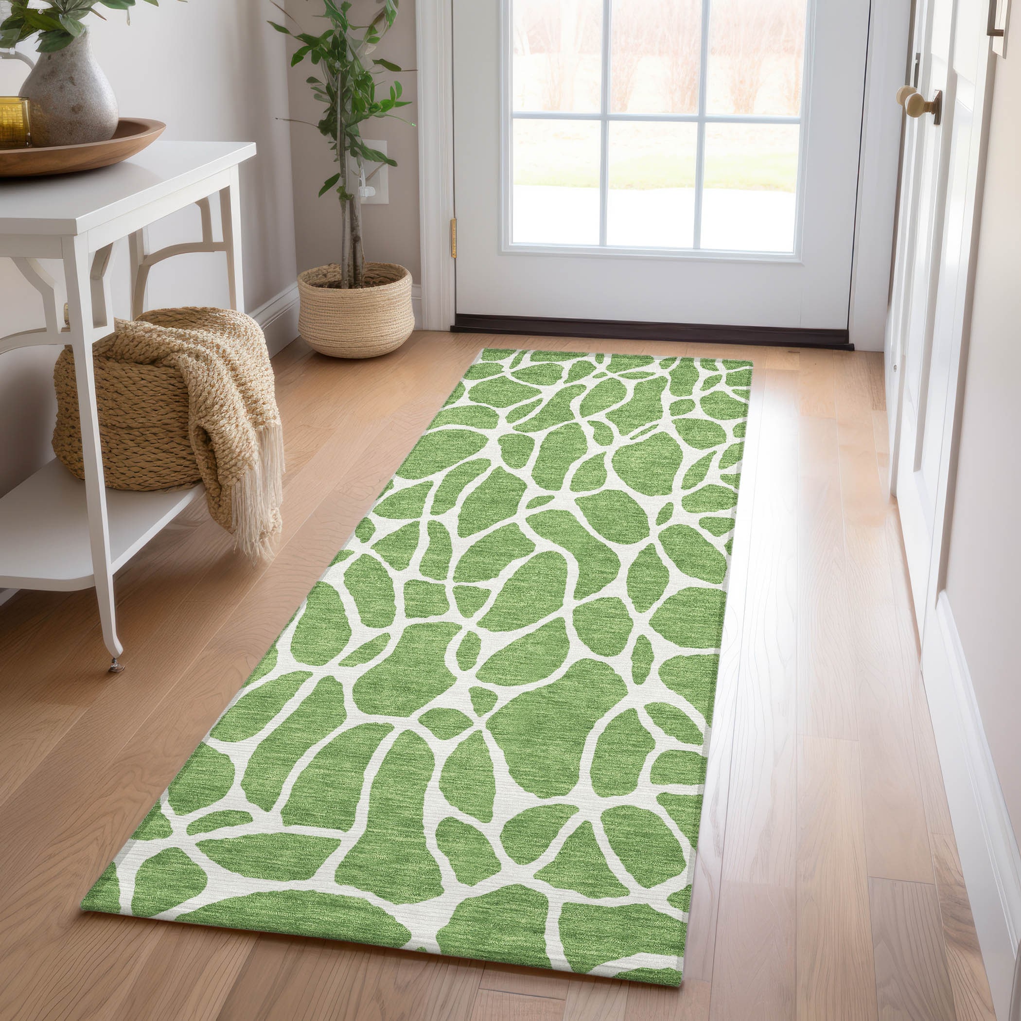 Addison Rugs ACN1024GE2X8 Chantille ACN1024GE 2 x 7 (ft) Polyester Green Rectangular Indoor/Outdoor Geometric Machine washable Runner rug