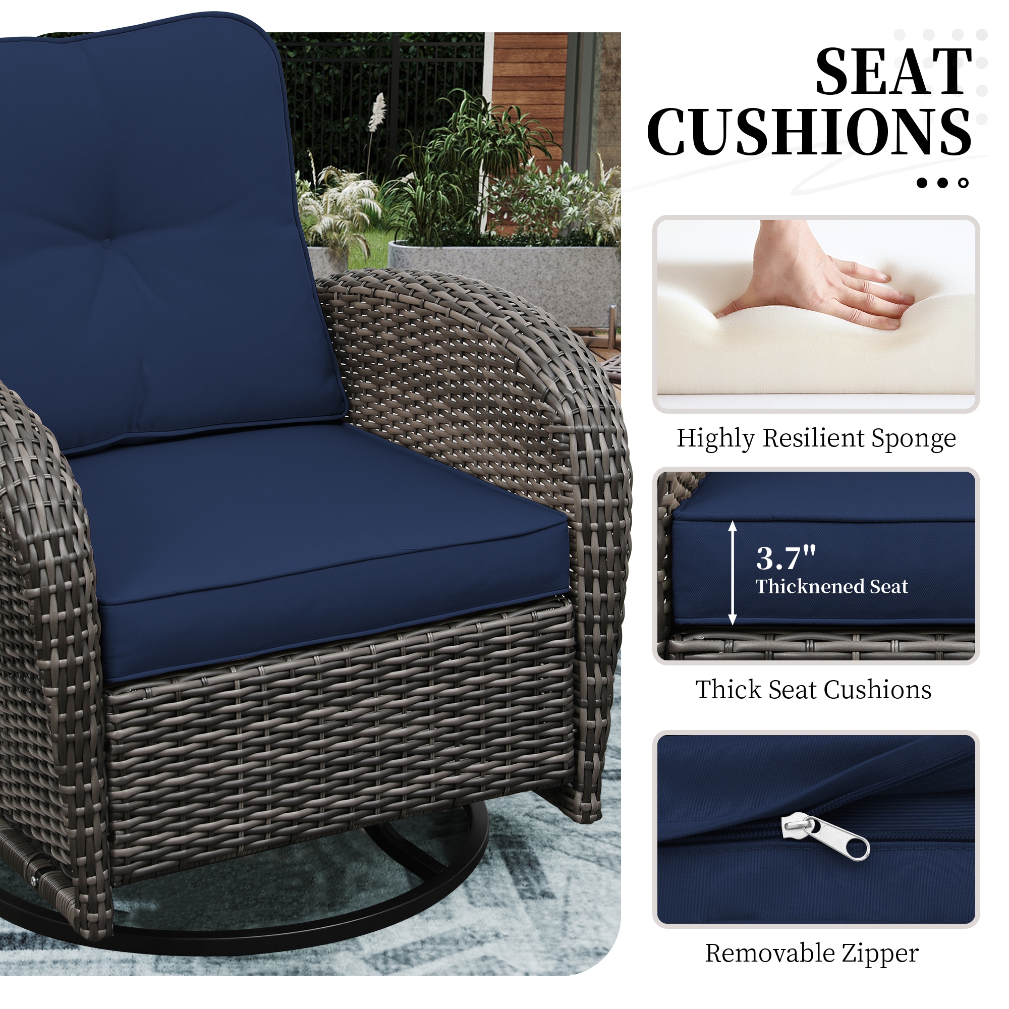 UPHA Y11DK-NAVYBLUE Patio-Conversation-Sets - View #6