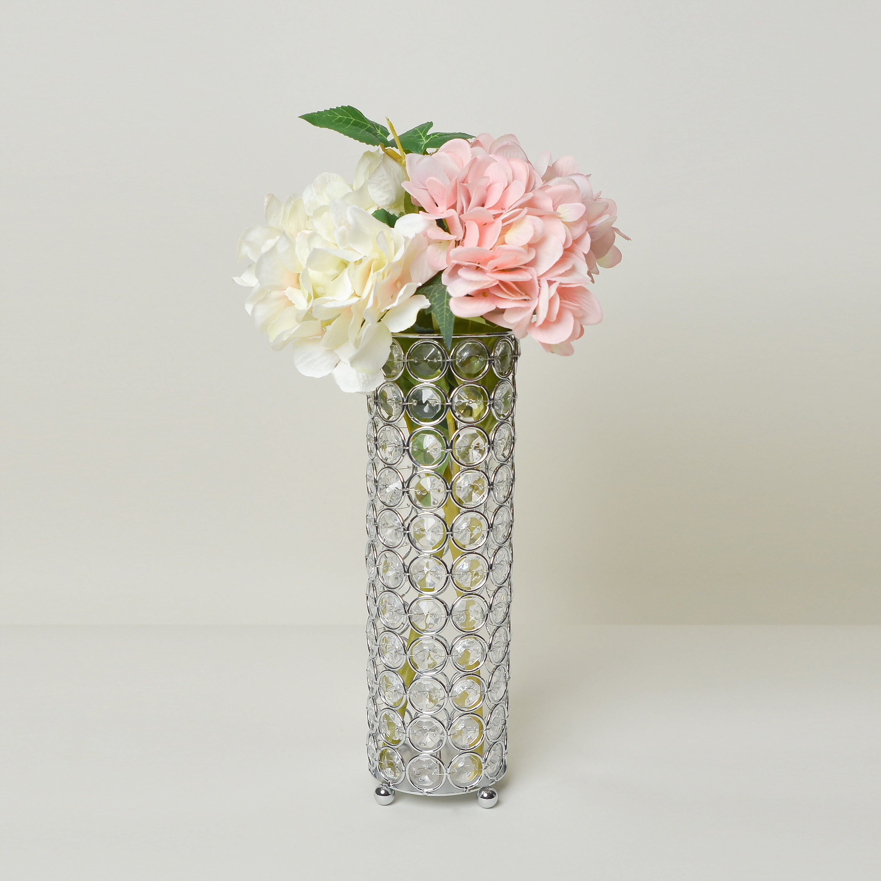 Elipse 11" Chrome and Crystal Decorative Vase/Candle Holder