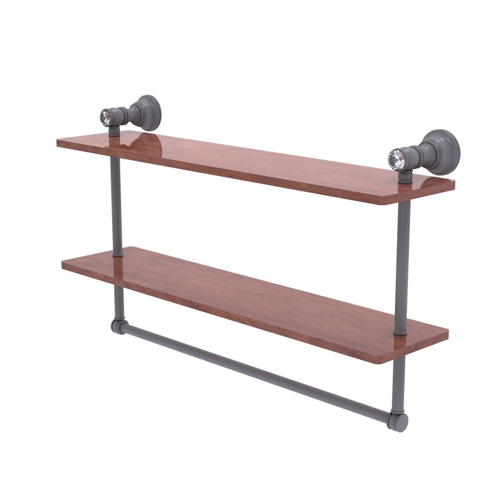 Allied Brass CC-2-22-TB-IRW-GYM Carolina Crystal Matte Gray 2 -Tier Wall mount Bathroom Shelf ( 22-in x 12.8-in x 5-in )
