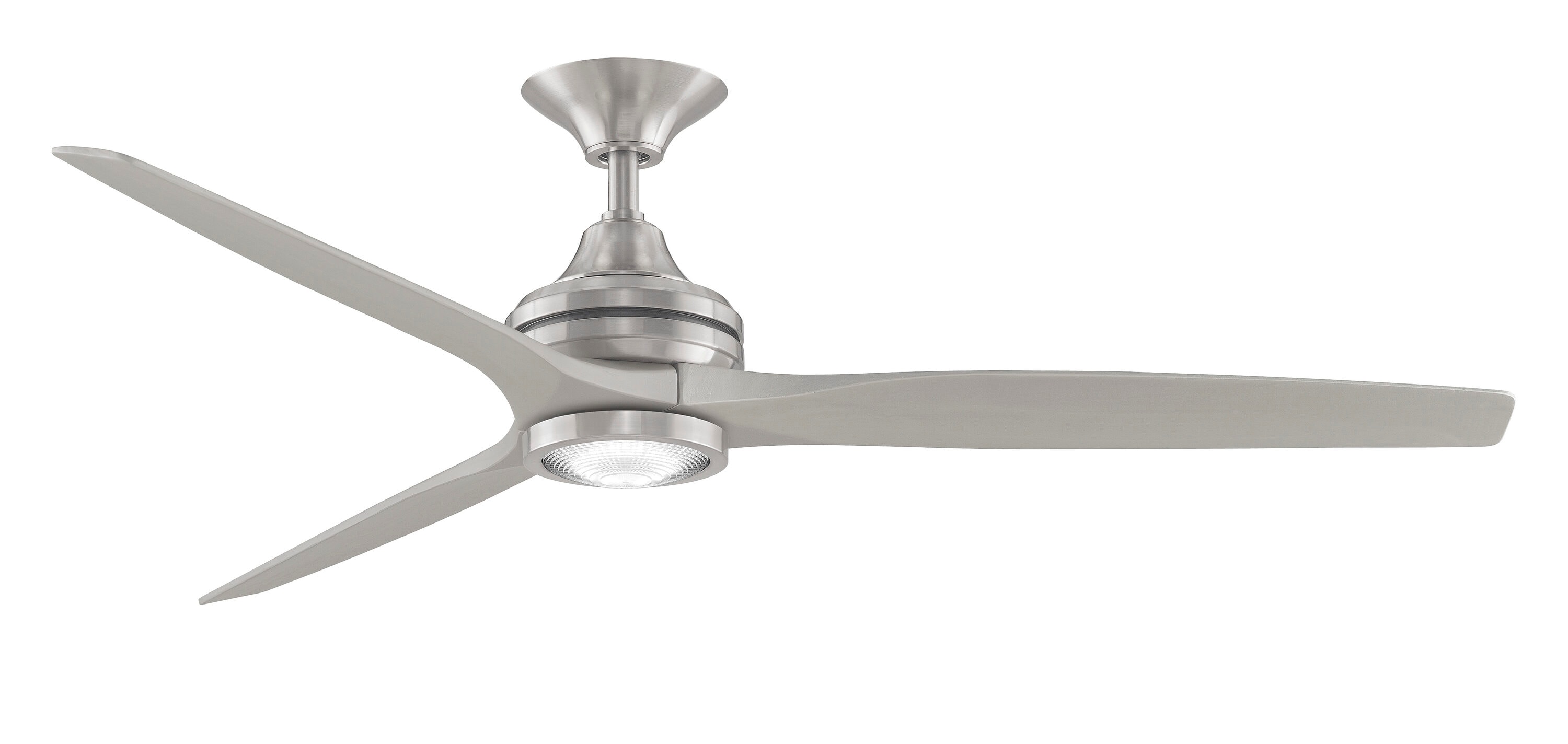 Fanimation FP6721BBN-60BN-LK Spitfire 60-in Integrated LED Outdoor Brushed Nickel with Brushed Nickel Blades Propeller Ceiling Fan With Light - Remote Included ( 3 -Blade )