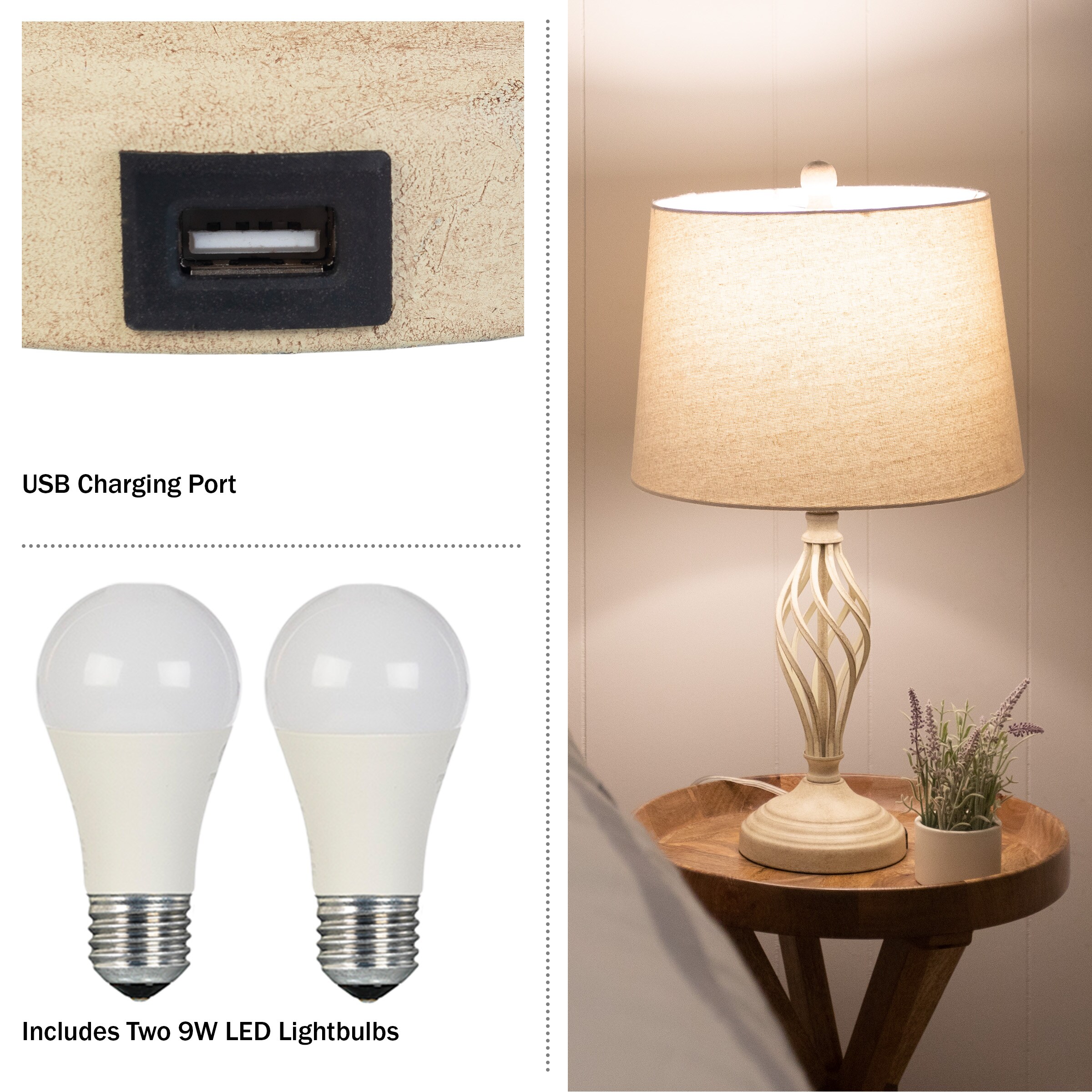 Lavish Home 72-LMPST2-26-USB Table-Lamps - View #3