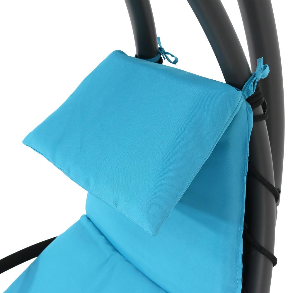 Teal Floating Chaise Lounge Chair with Canopy and Cushions