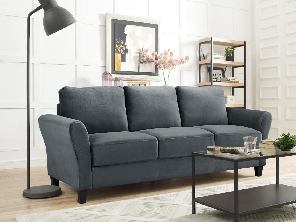 Dark Grey Microfiber 3 Seater Sofa