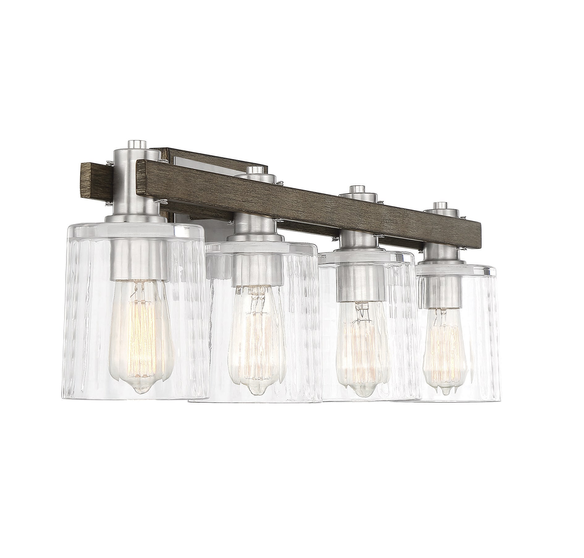 Halifax 4-Light Satin Nickel and Gray Wood Vanity Light