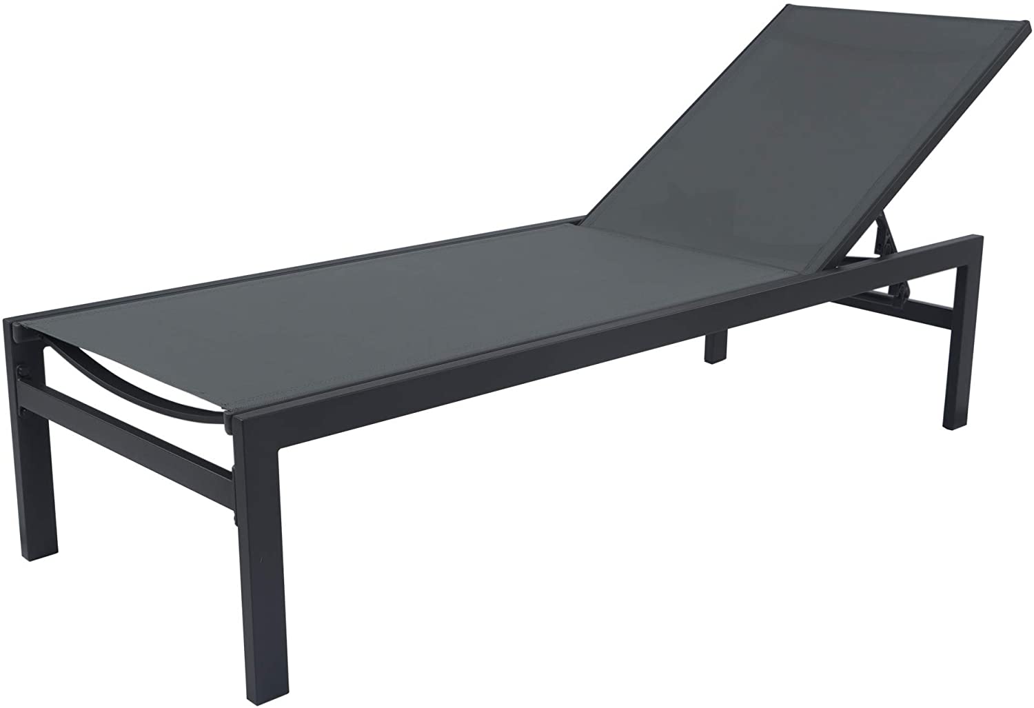 Kozyard KZLC567G KOZYARD Gray Aluminum Frame Stationary Chaise Lounge Chair with Gray Mesh Seat