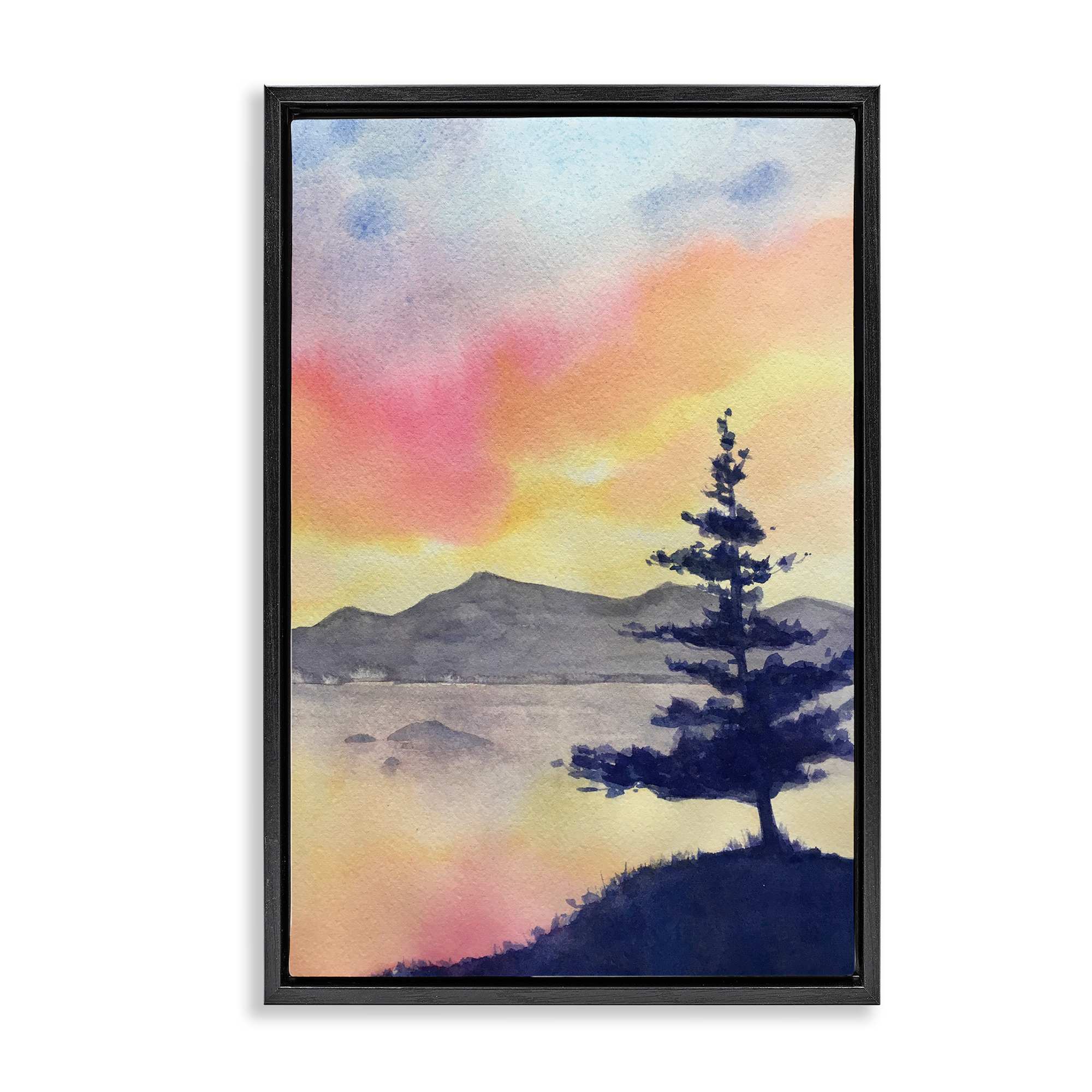 Stupell Industries BS-586-FFB-20X30 Radiant Sunset over Lake Black Framed Floater Canvas Wall Art By Stephanie Fielden 21 x 31