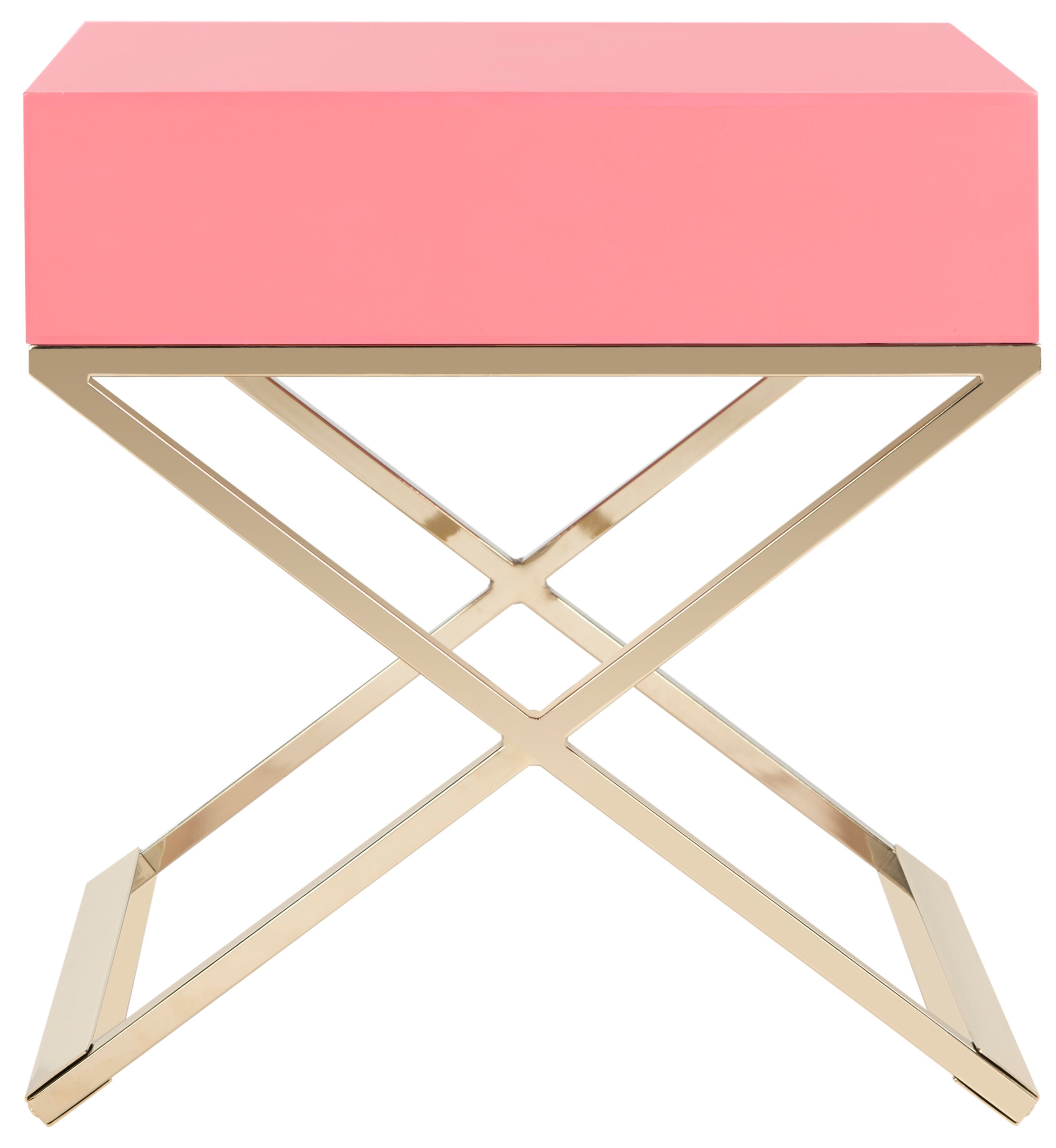 Safavieh Zarina Pink Wood Glam End Table with Storage at Lowes.com