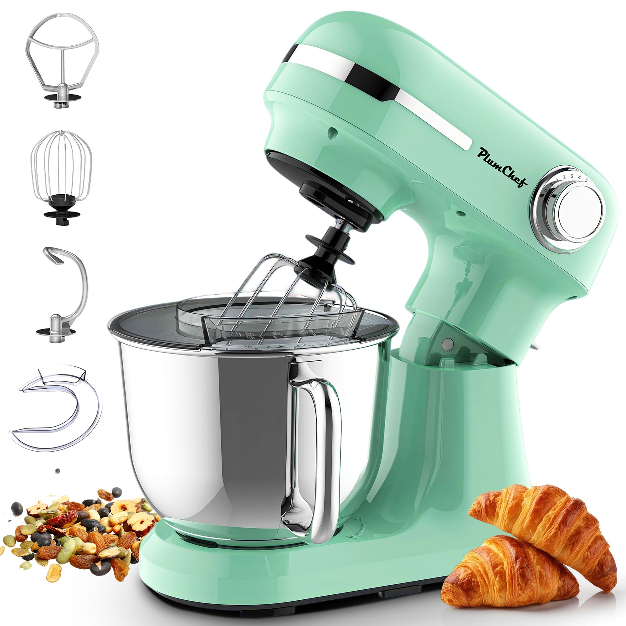 Boyel Living BL-GB7167BU 350W 12 Speed Tilt Head Electric Stand Mixer 55QT 45QT Dual Stainless Steel Bowls Dishwasher Safe With Dough Hook Flat Beater Whisk Splash Guard For Bread Cake Cookie Dough
