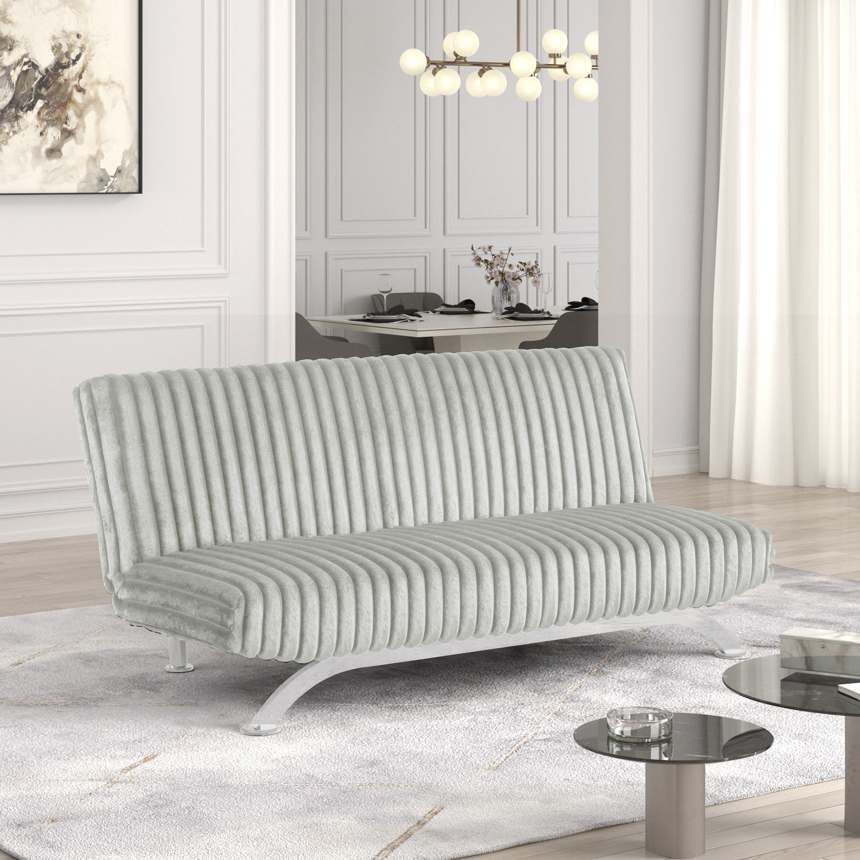 Furniture of America IDF-N2906LG Mealiz Light Gray Contemporary/Modern Polyester Futon