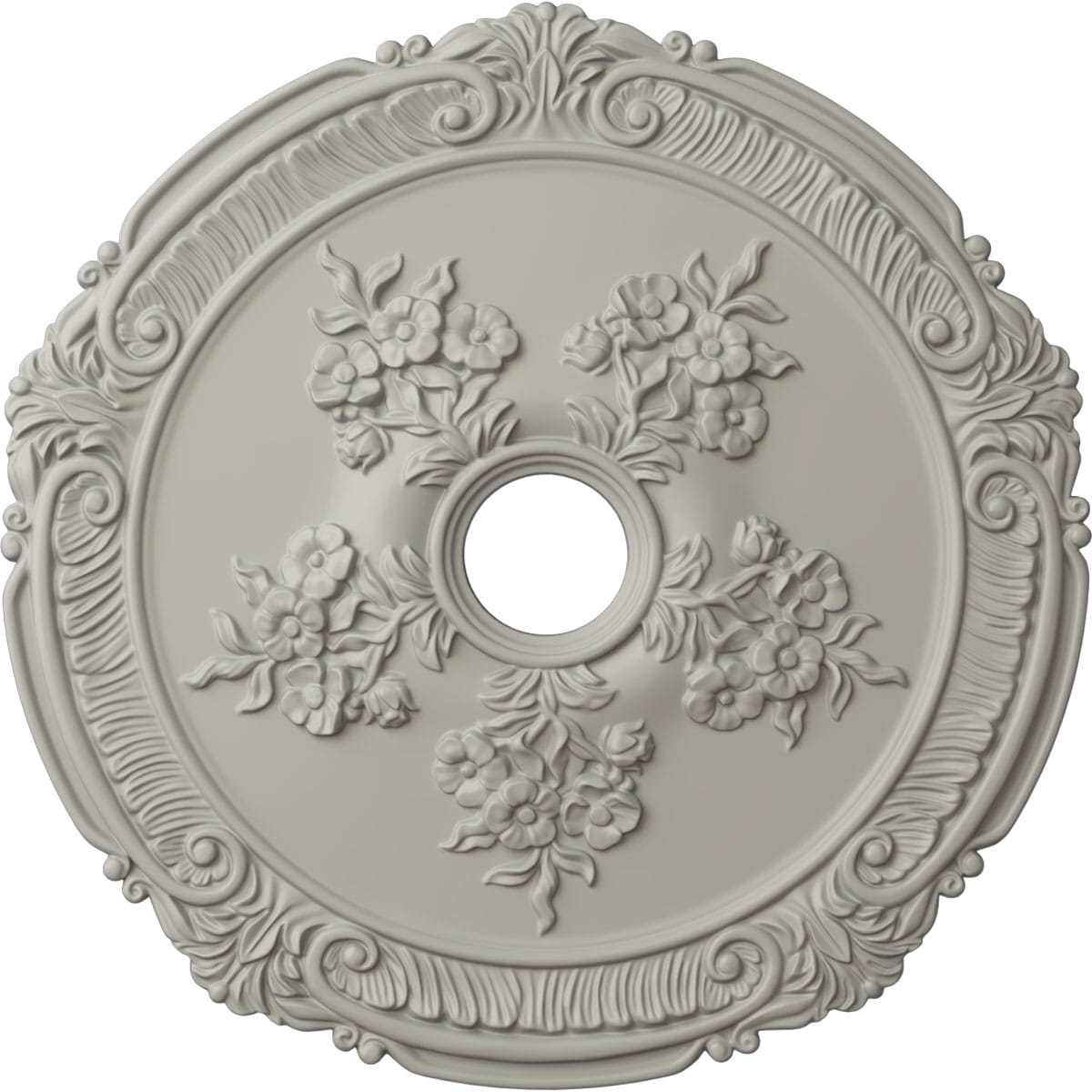 Ekena Millwork CM26ATPCF Attica with Rose 26-in W x 26-in L Painted Pot Of Cream Polyurethane Whole Ceiling Medallion