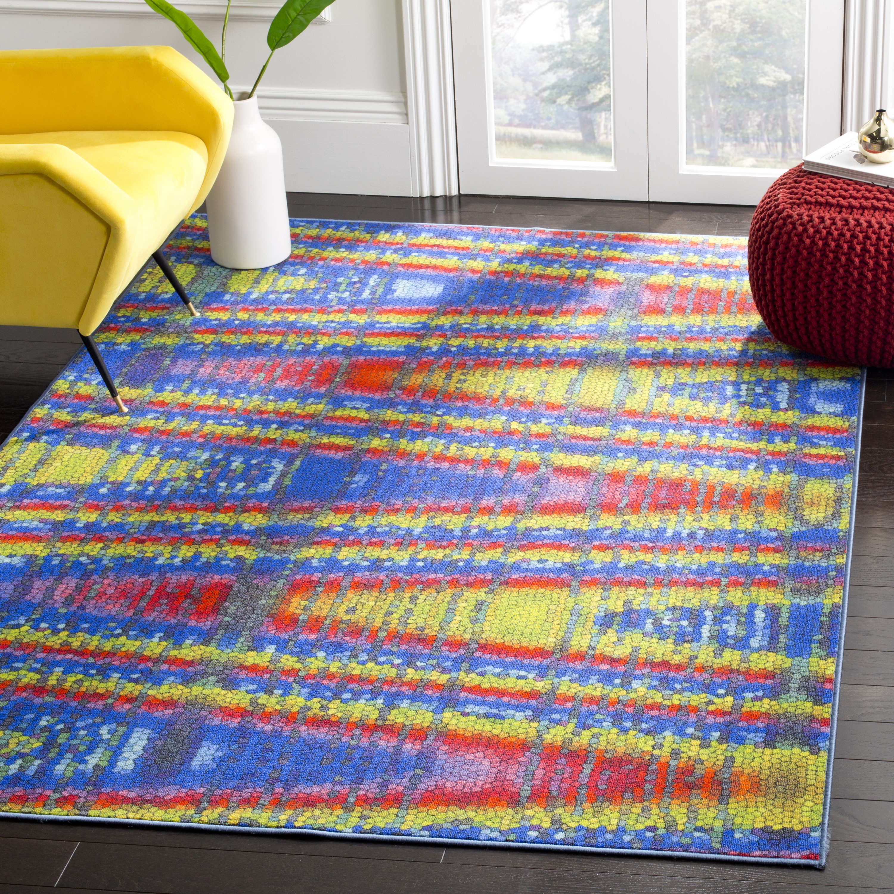 Safavieh AZT203C-5 Aztec Oton 5 x 8 (ft) Loomed Nylon Blue/Multi Rectangular Indoor Abstract Global Area rug