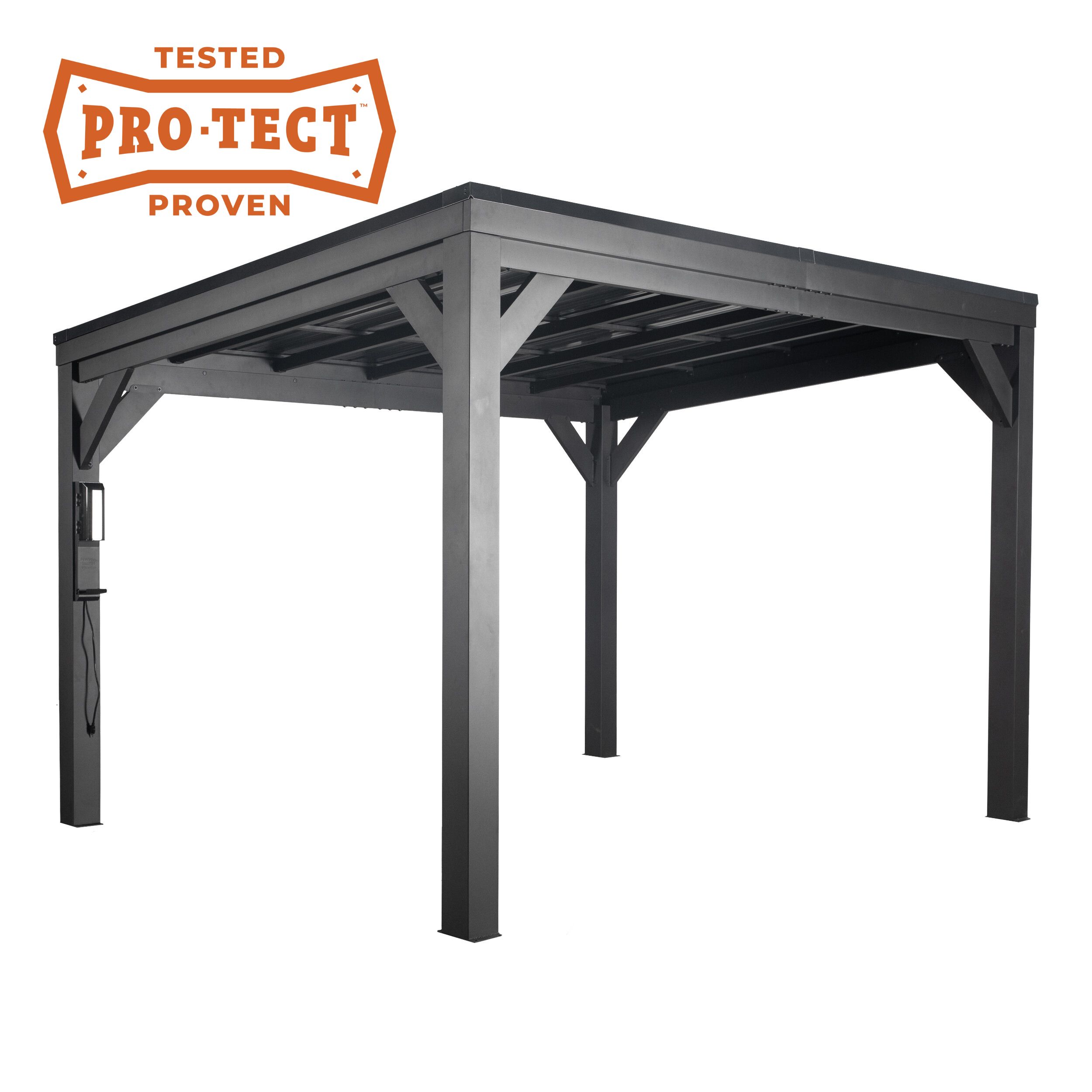 Stonebridge Matte Black Galvanized Steel Slope Roof Gazebo