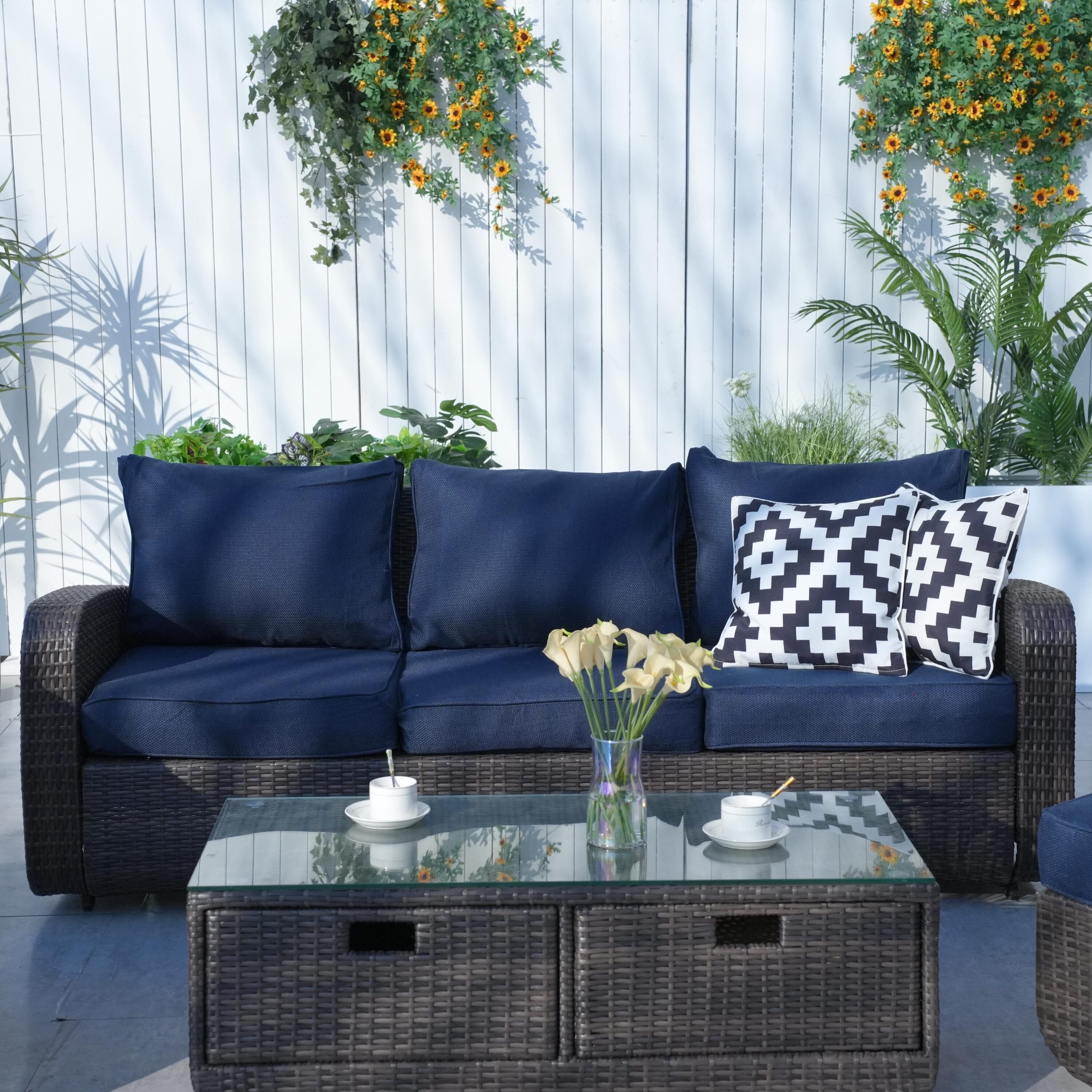 Direct Wicker DWS-1515BR-BLUE Patio-Conversation-Sets - View #9