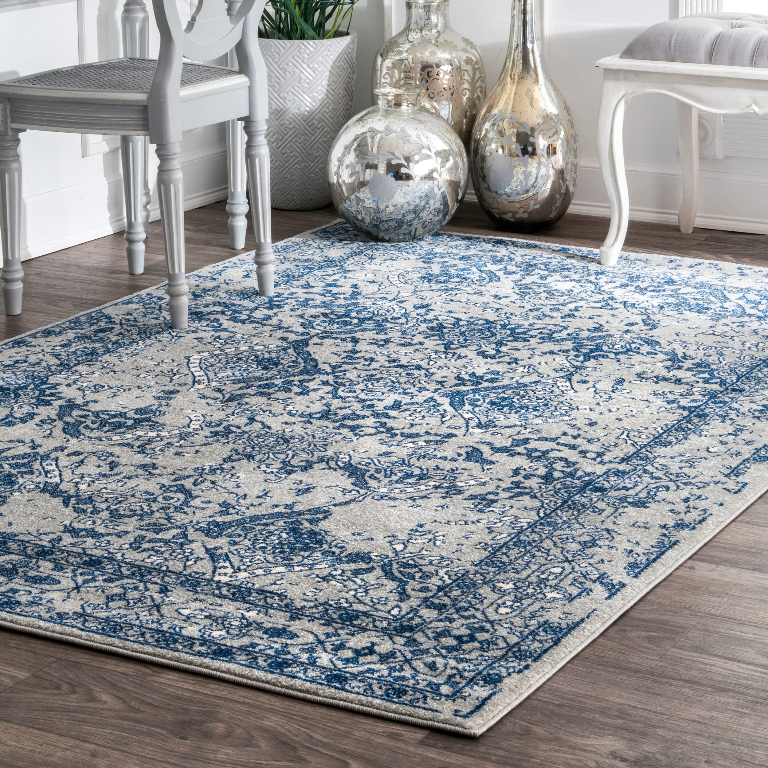 nuLOOM RZBD21B-203 Odell 2 x 3 (ft) Loomed Polypropylene Light Blue Rectangular Indoor Floral/Botanical Area rug