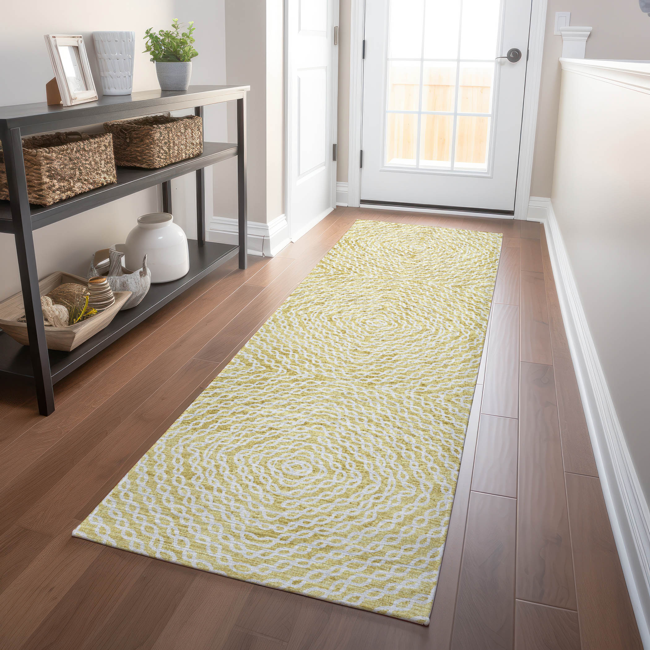 Addison Rugs AMF74GI2X8 Mayfield AMF74GI 2 x 7 (ft) Loomed Polyester Gilded Rectangular Indoor Abstract Machine washable Runner rug