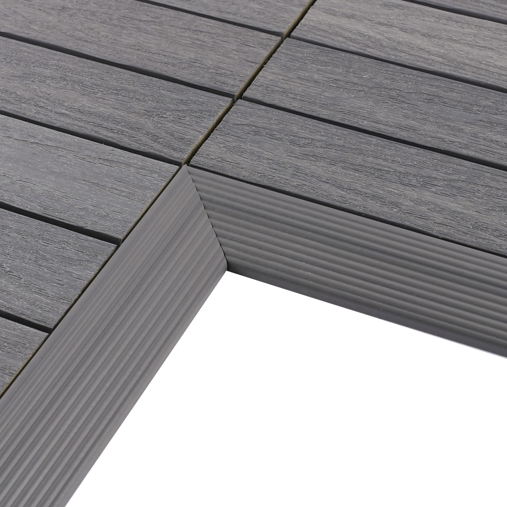 NewTechWood 2-in x 12-in 2-Pack Westminster Gray Prefinished Composite Deck Tile (0.5-sq ft)