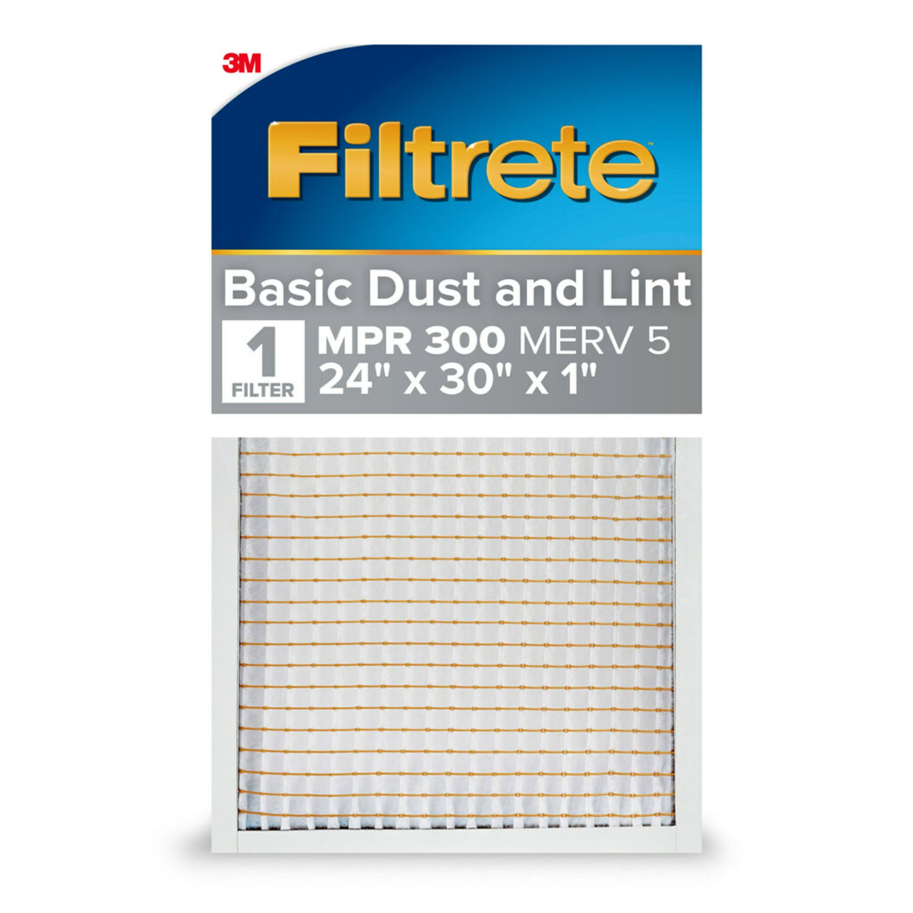 Filtrete 313DC-12 24-in W x 30-in L x 1-in MERV 5 300 MPR Basic Dust and Lint Electrostatic Air Filter