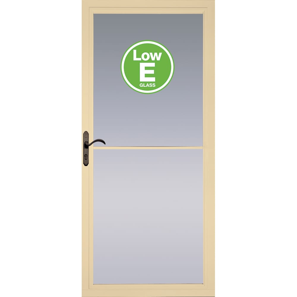 Rolscreen 32-in x 81-in Poplar White Full-view Retractable Screen Aluminum Storm Door with Oil-Rubbed Bronze Handle in Off-White | - Pella 5600881E54