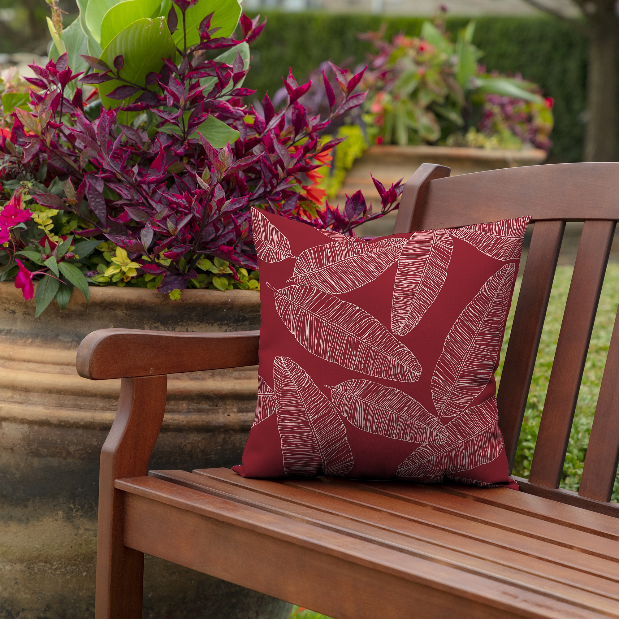 Red floral best sale outdoor cushions