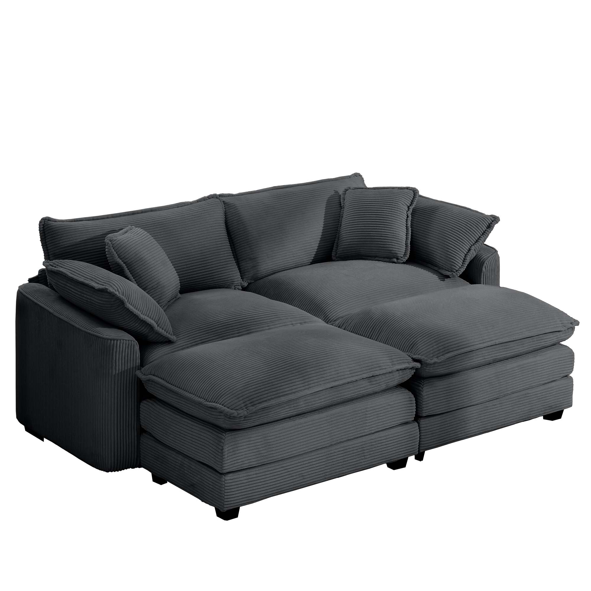 SINOFURN SYA020306GY 80.3-in Modern Gray 2 -seater Loveseat