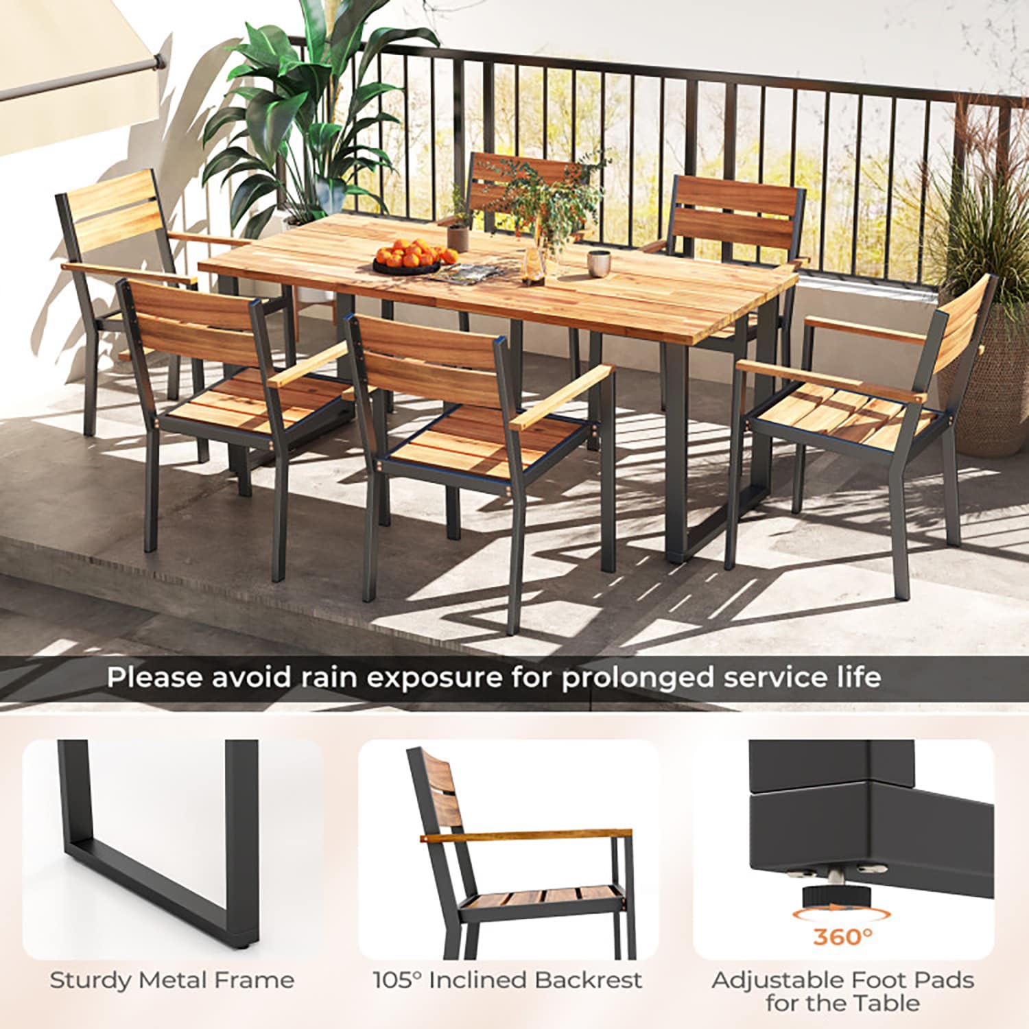 GZMR GZ-OUGO166FGA Patio-Dining-Sets - View #10