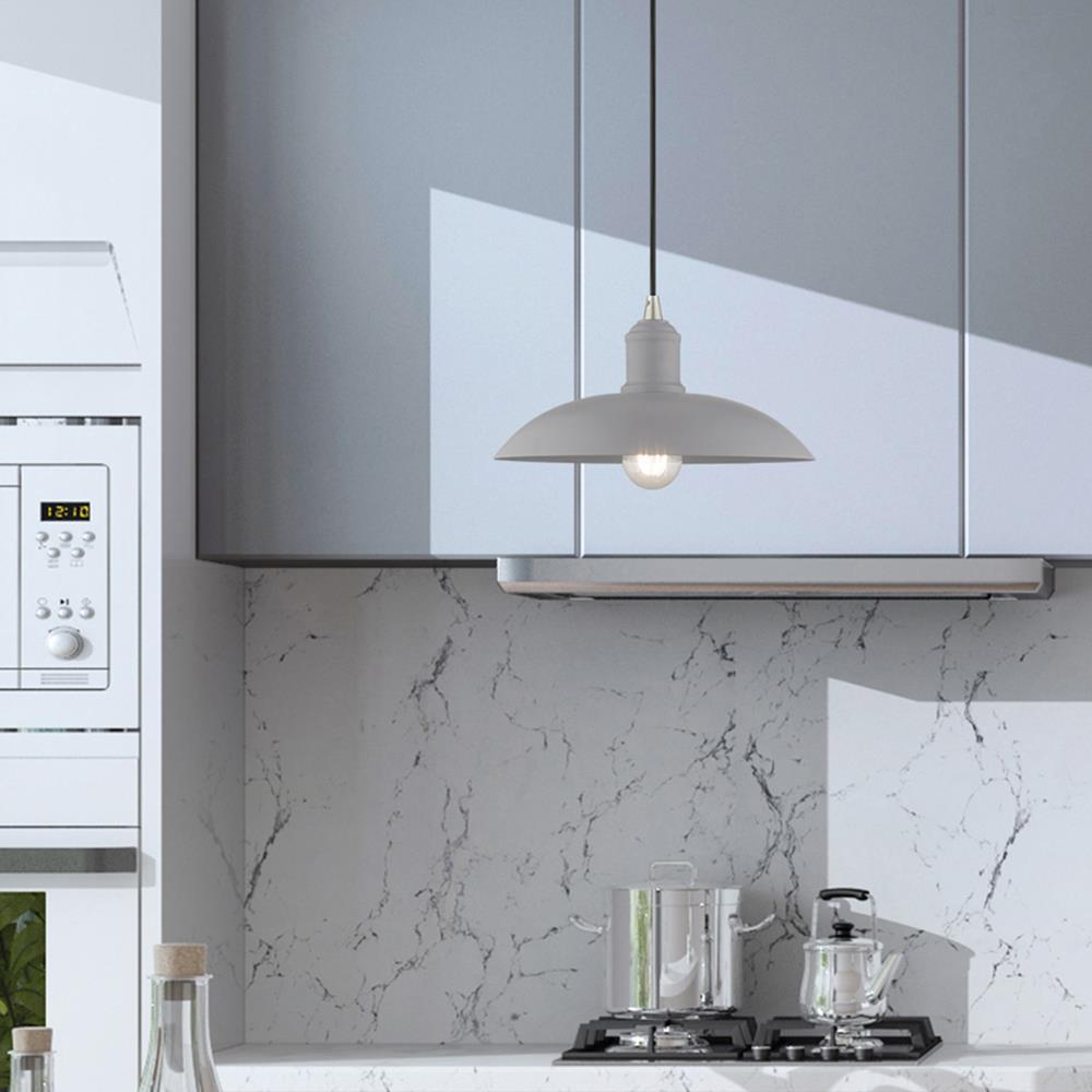 Nordic Gray and Nickel Mini Pendant Light with Glass Shade